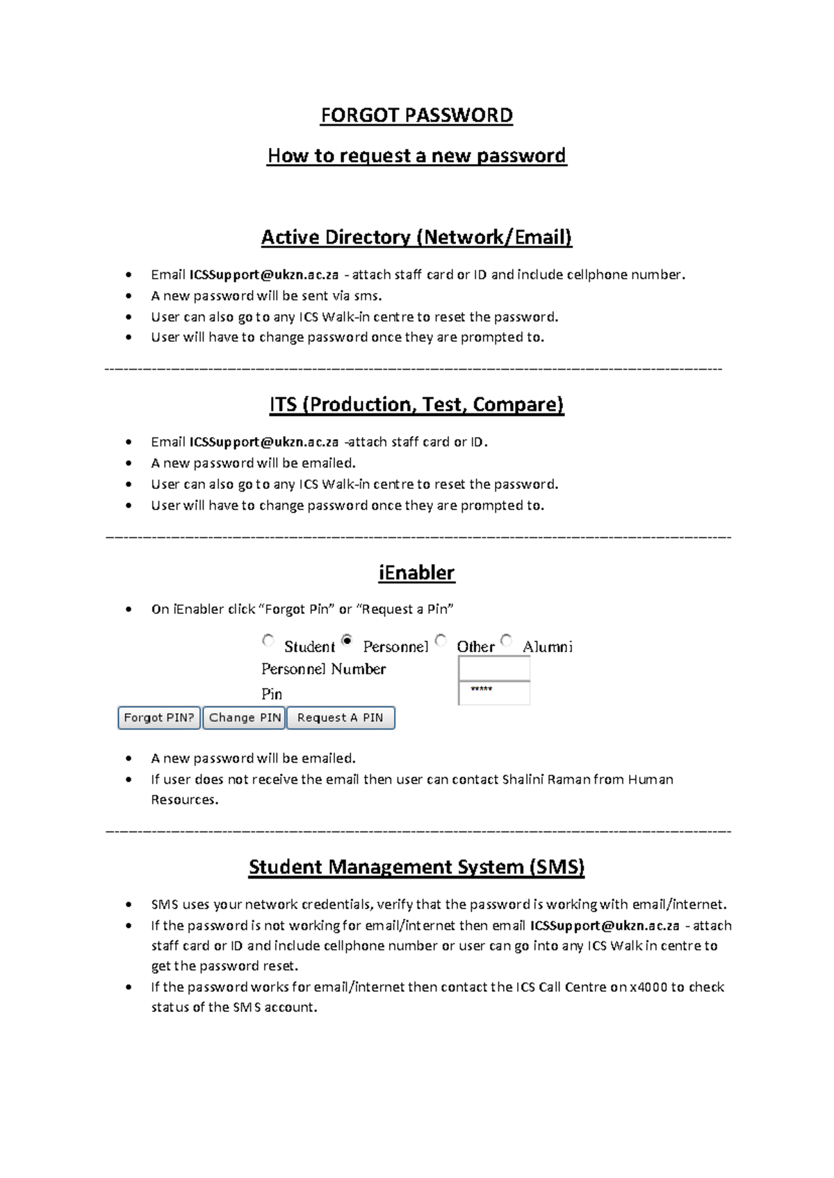 Forgot Password Instructions for Network/Email & iEnabler - Studocu