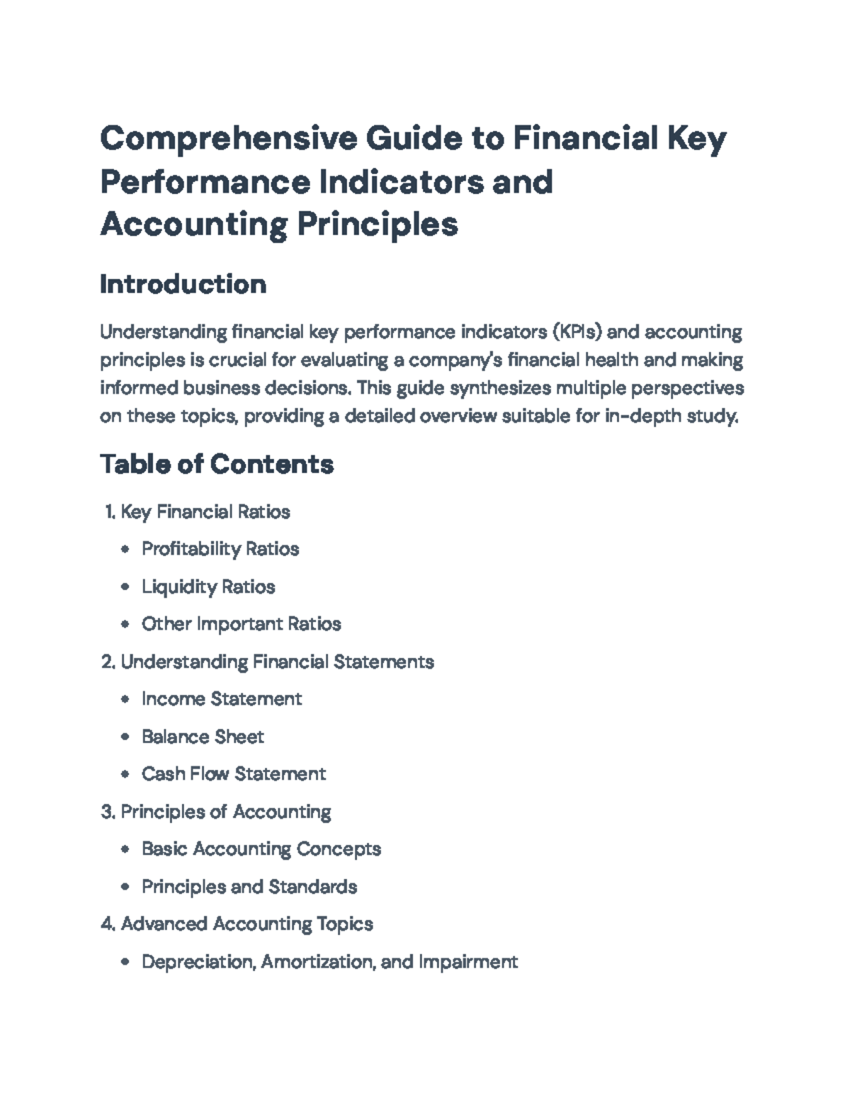 Comprehensive Guide to Financial KPIs and Accounting Principles ...