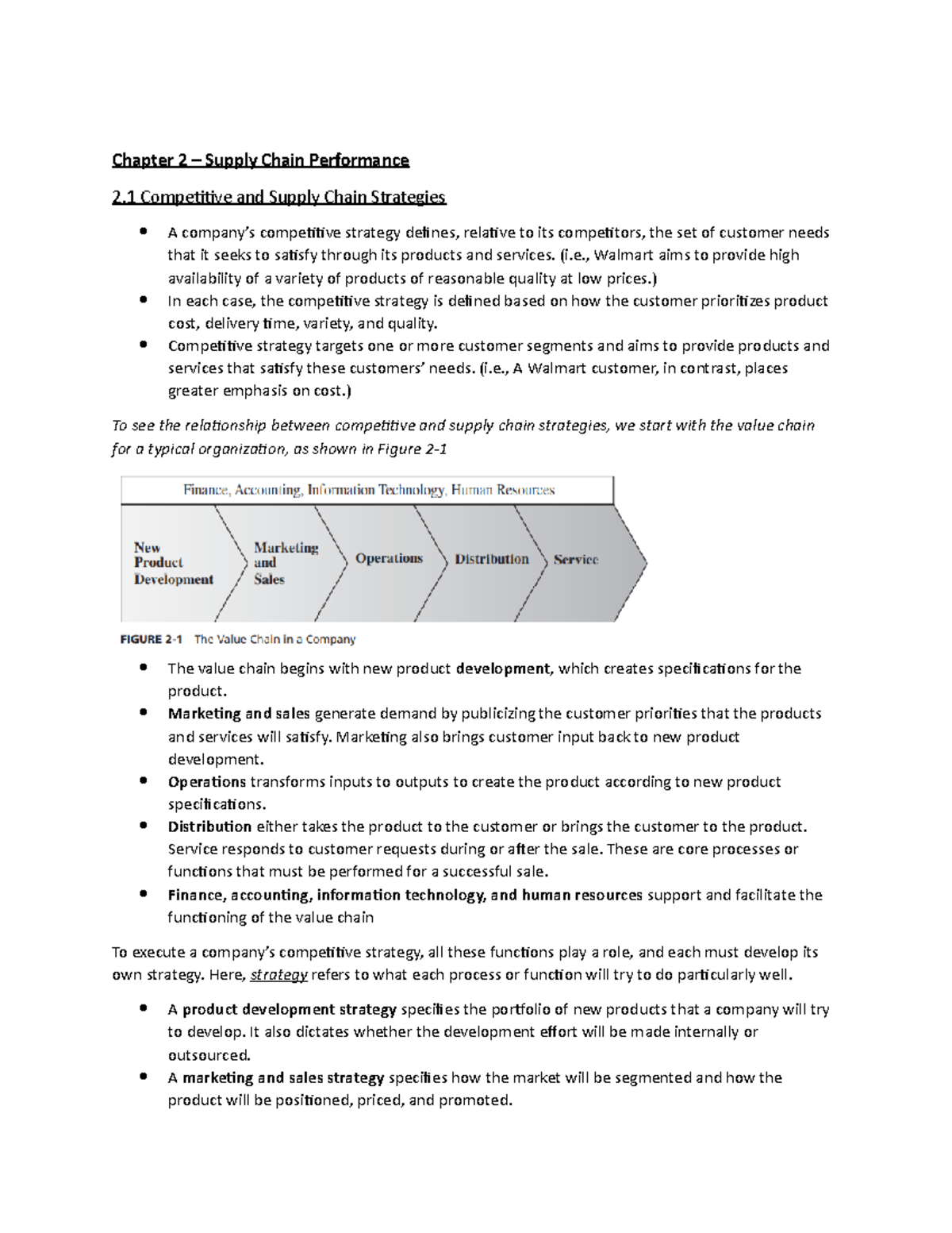 Chapter 2 - Lecture Notes on Supply Chain Performance and Strategy ...
