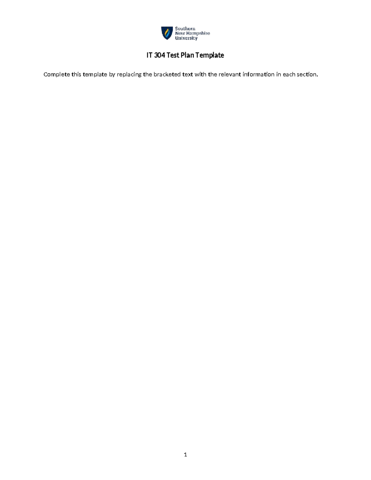 IT 304 Test Plan Template for Module 6 Activity: Testing Strategy ...