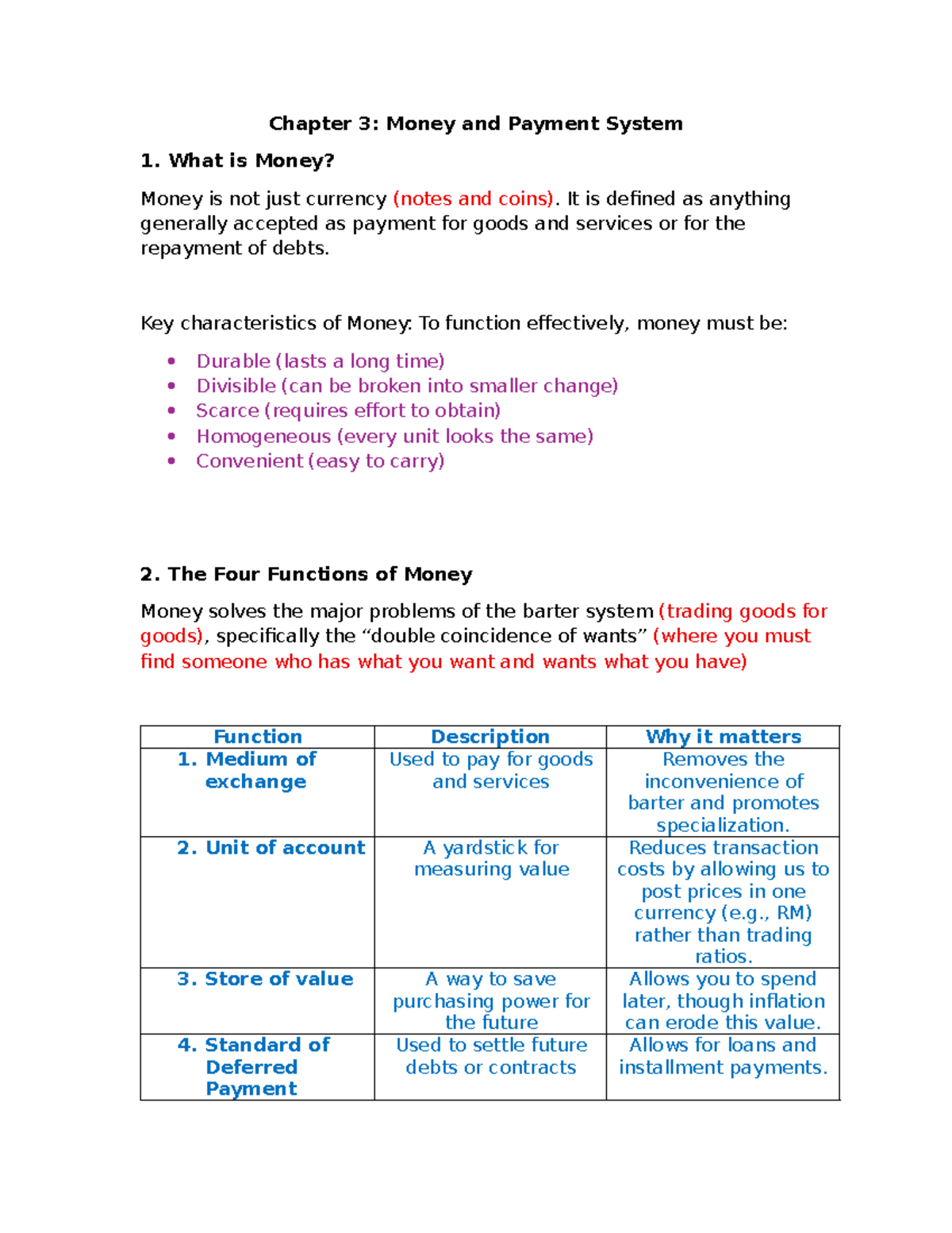 ECO531 Note: Chapter 3 - Understanding Money & Payment Systems - Studocu