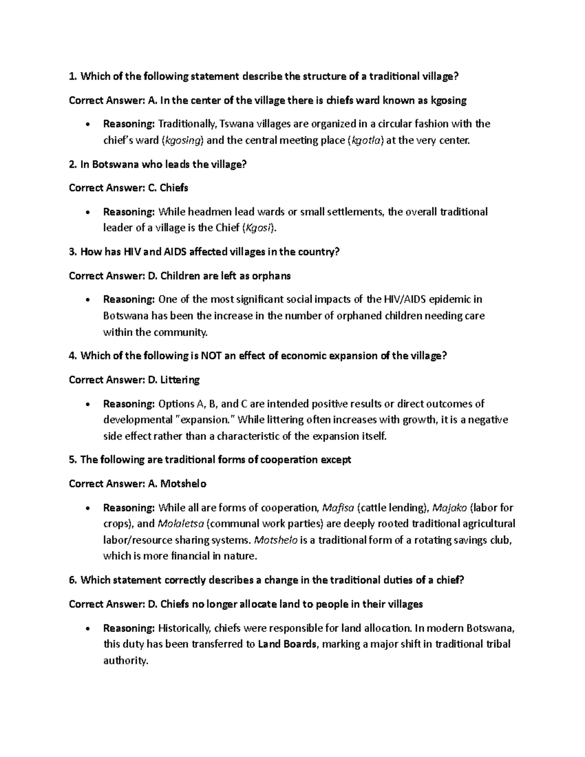 Social Studies 2010 PSLE: Traditional Village Structure & Impacts - Studocu