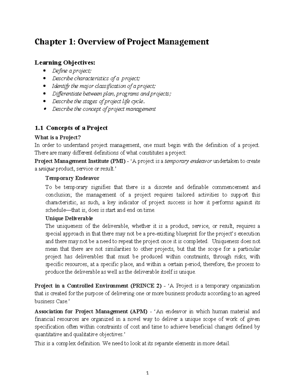 Project Management Overview: Defining Projects and Their Life Cycle ...