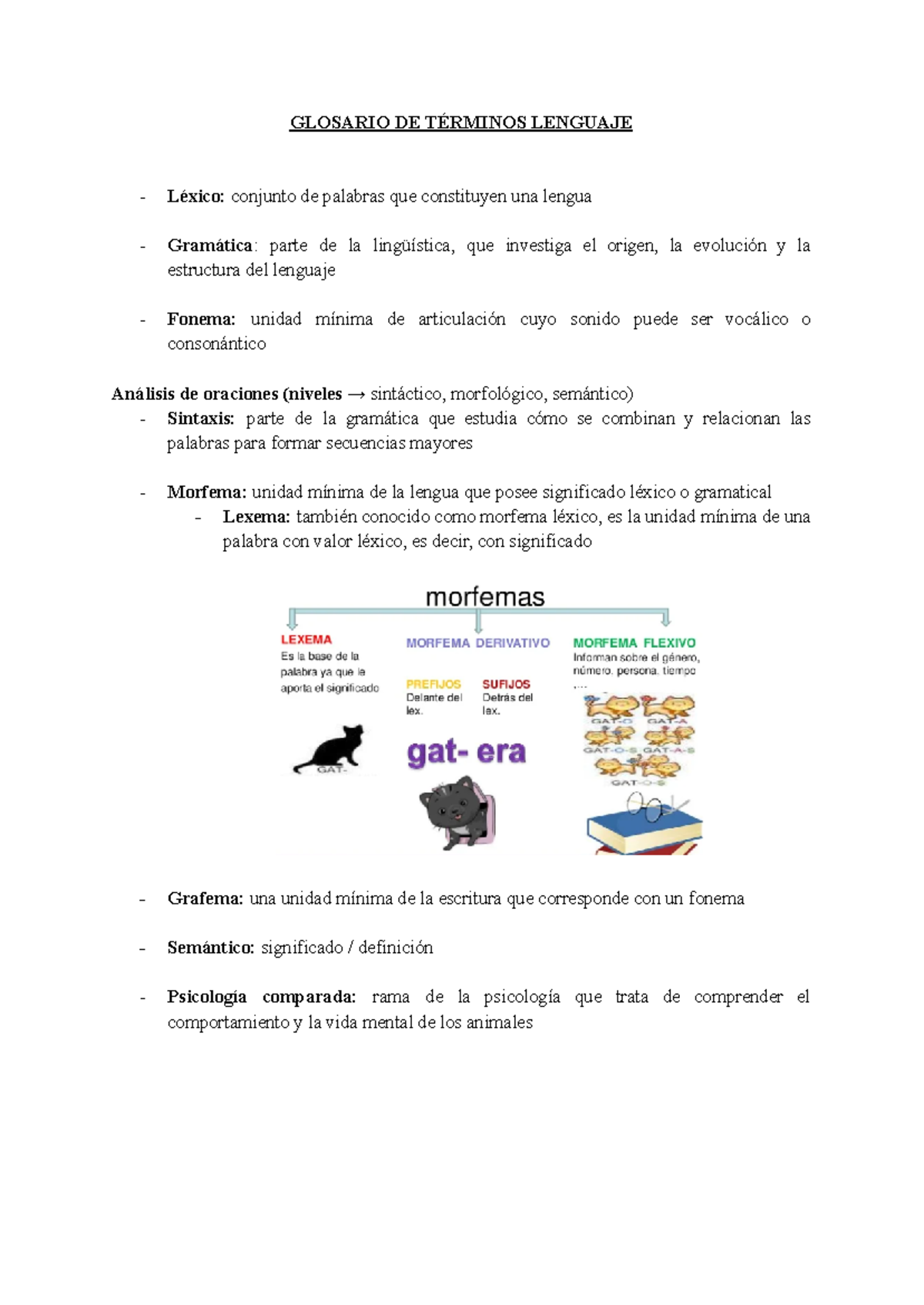 Glosario de Términos en Lenguaje y Gramática: Definiciones Clave - Studocu