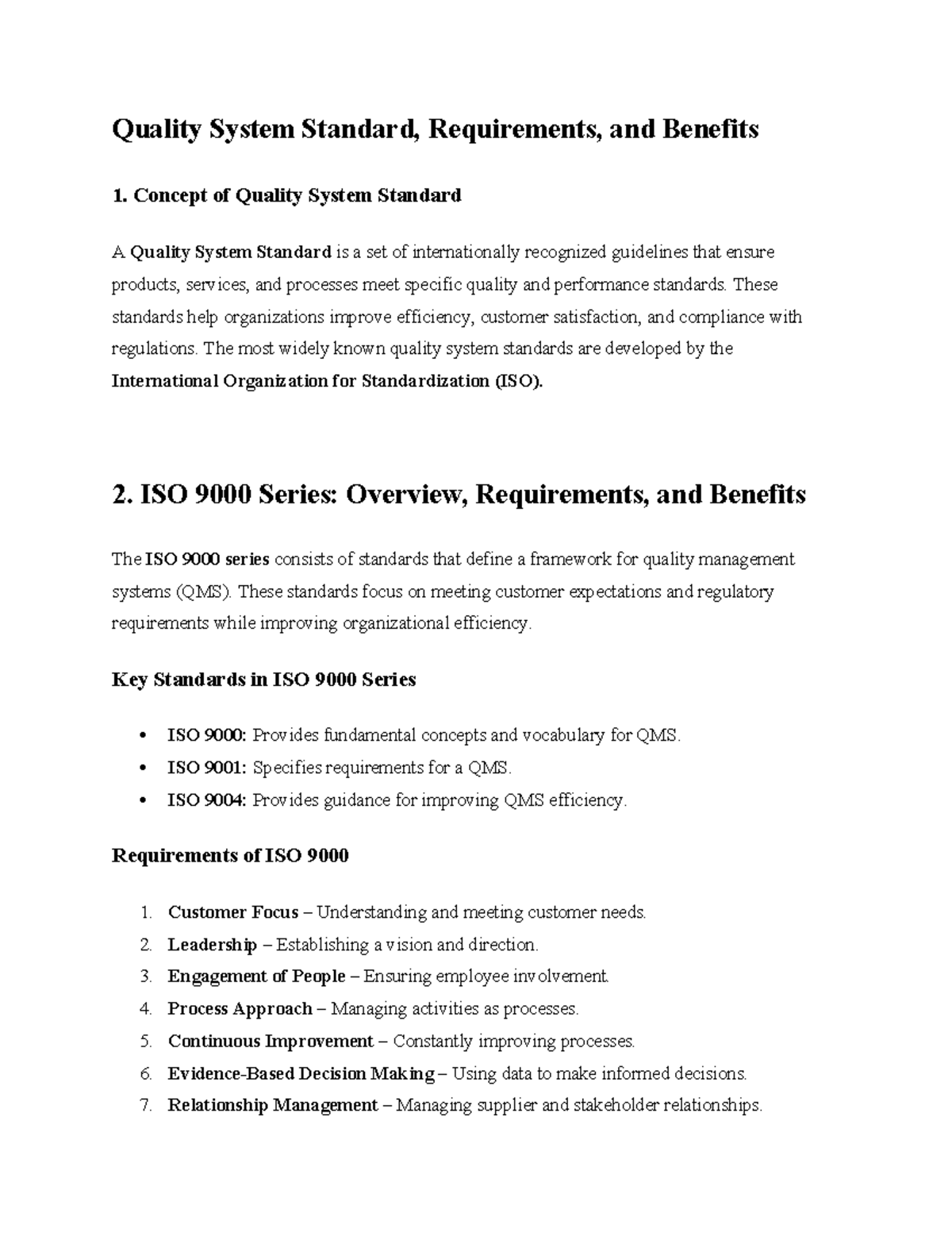 Unit 6: Quality System Standards - Overview, Requirements, and Benefits ...