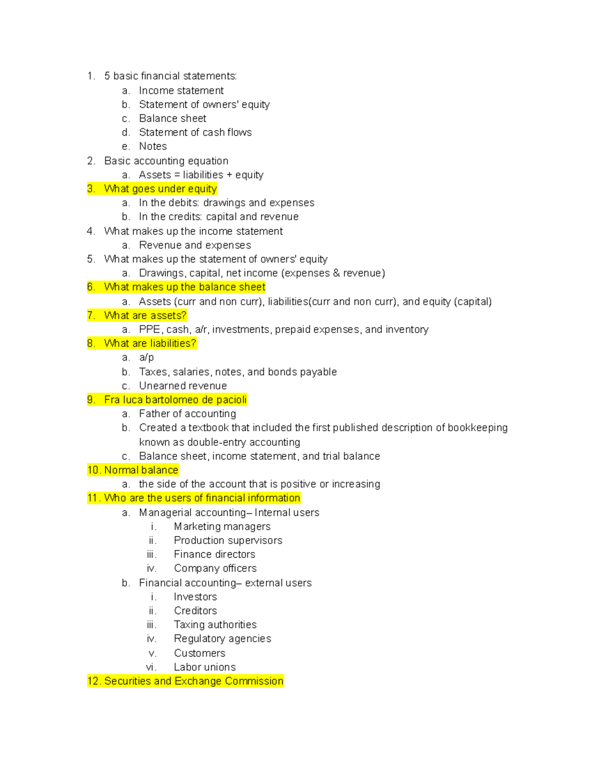 Midterm Study Guide: Key Financial Statements & Concepts - Studocu