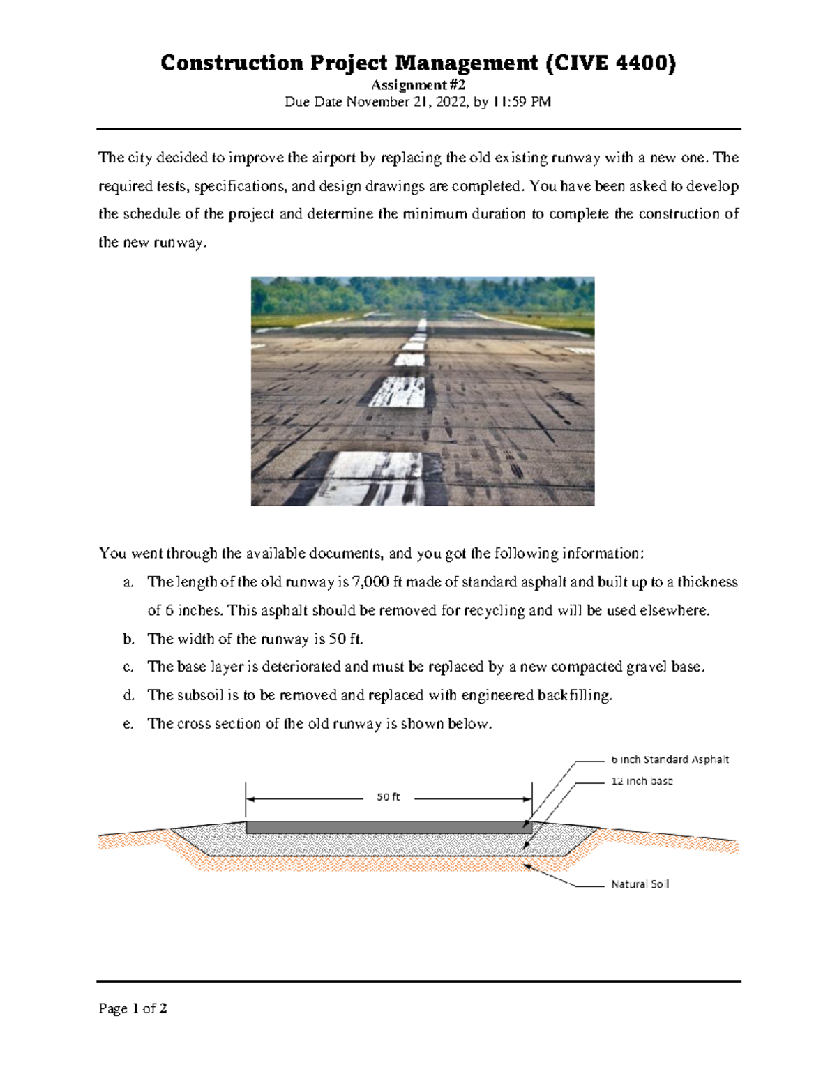 Assignment 2- F 20222 - Construction Project Management (CIVE 4400 ...