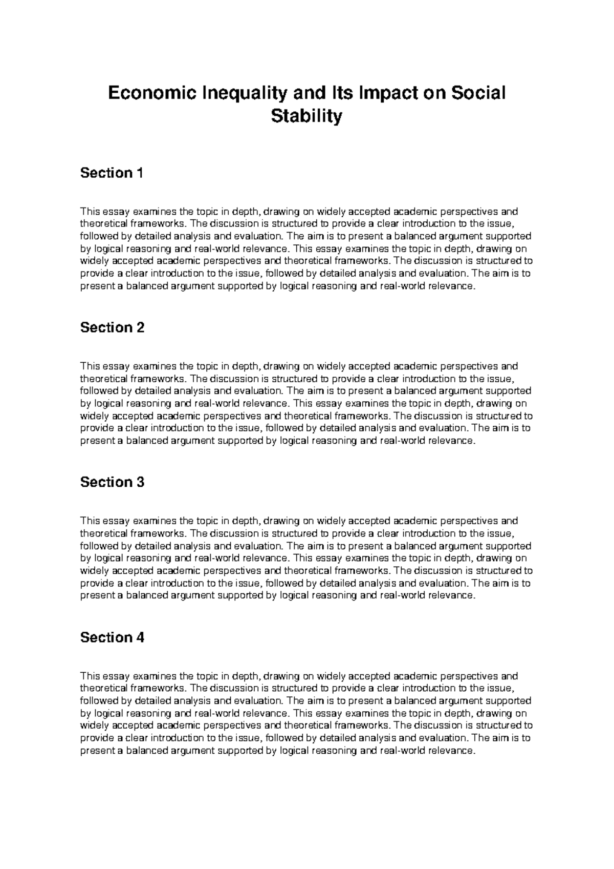 Economic Inequality: An In-Depth Analysis of Social Stability - Studocu