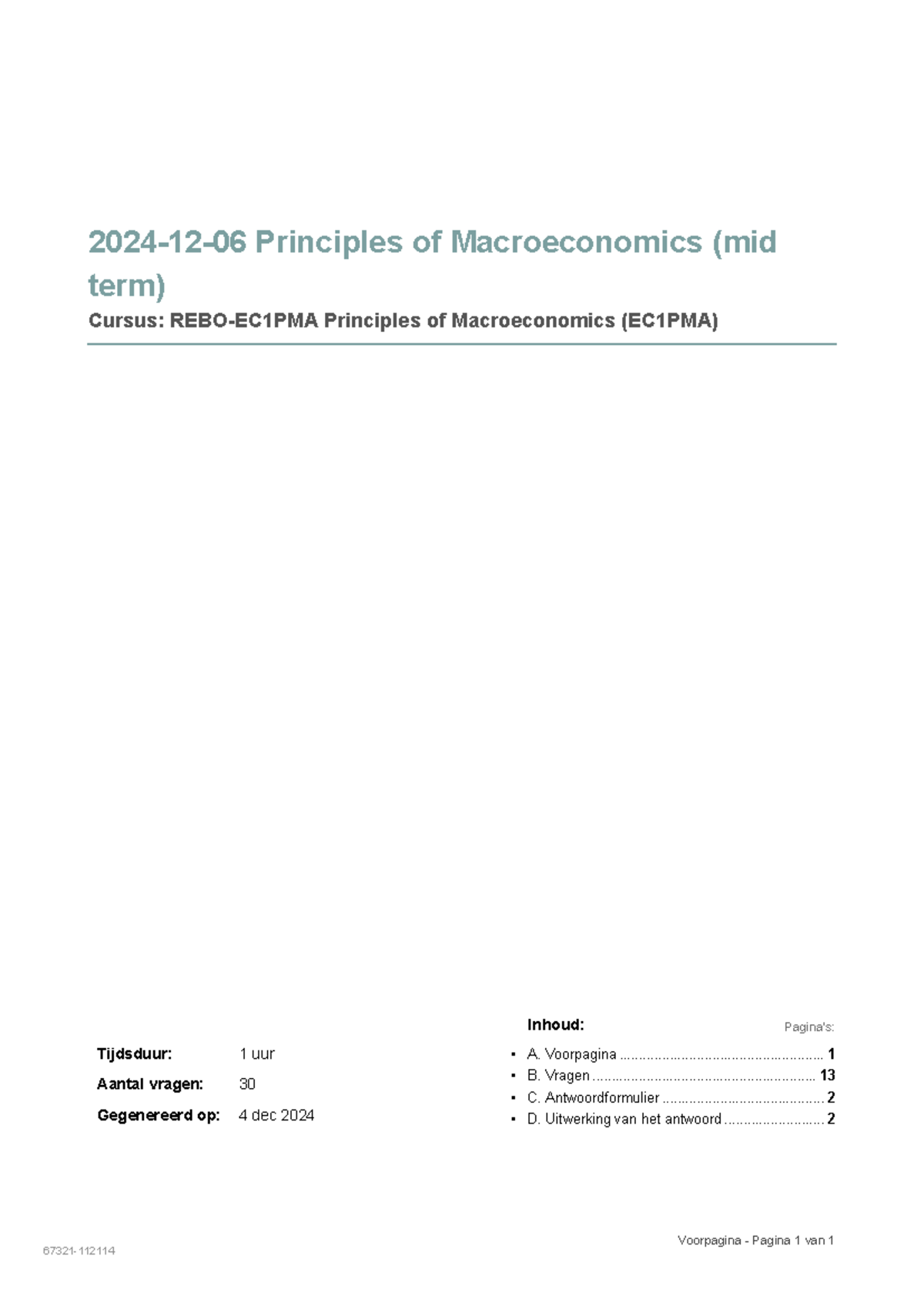 2024-12-06 Principles of Macroeconomics Midterm Exam with Key Answers ...