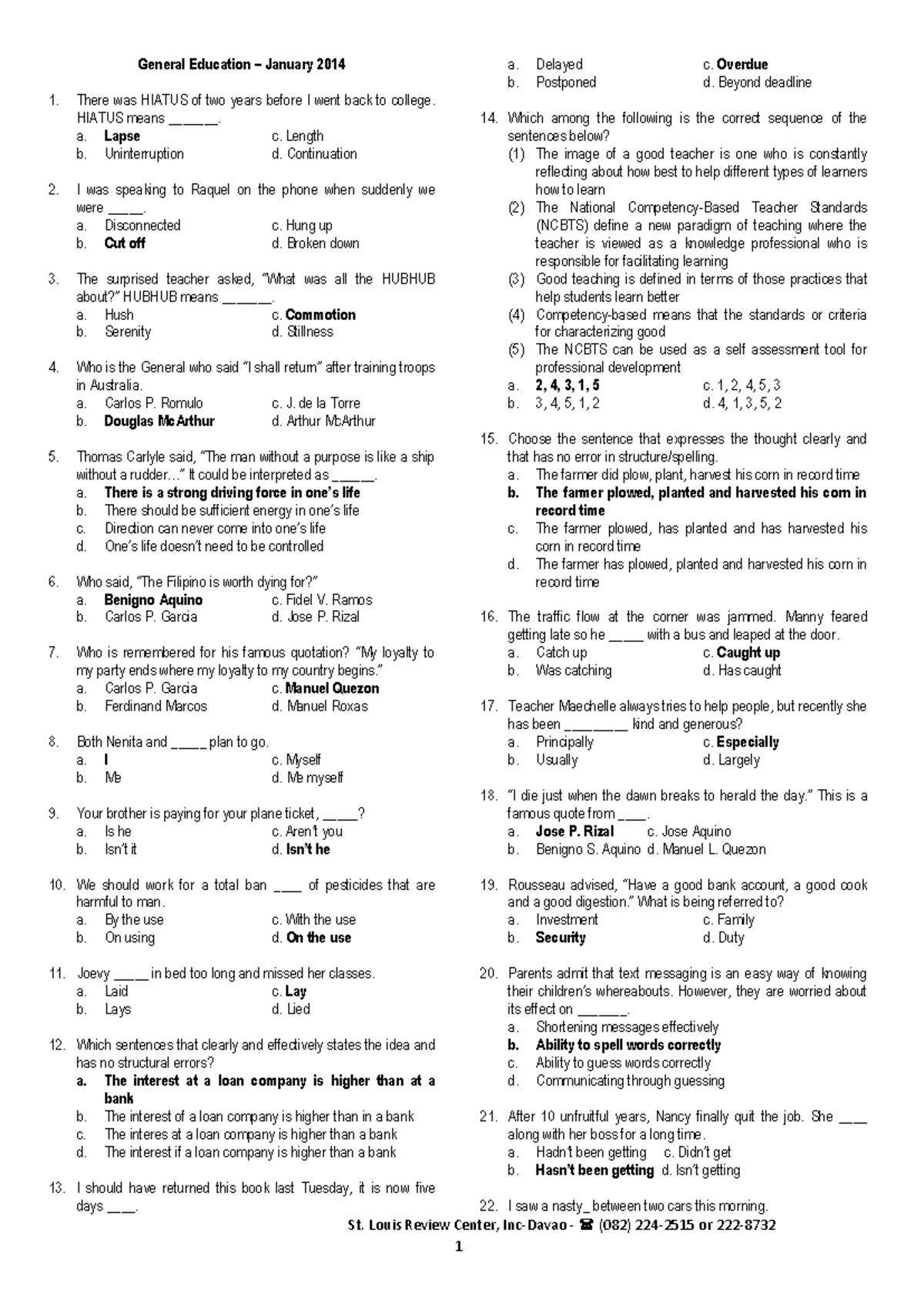 900-Gen: 900 General Education Questions for LET Review - Studocu