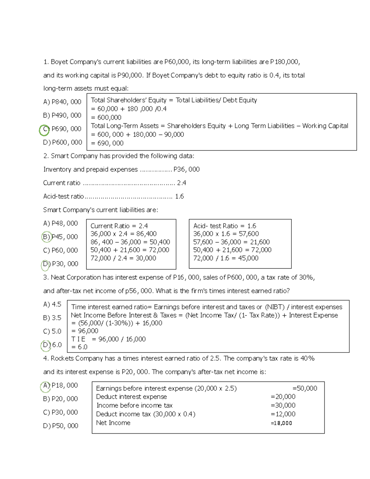 Financial Ratios Analysis and Problem Solving for ACC101 - Studocu