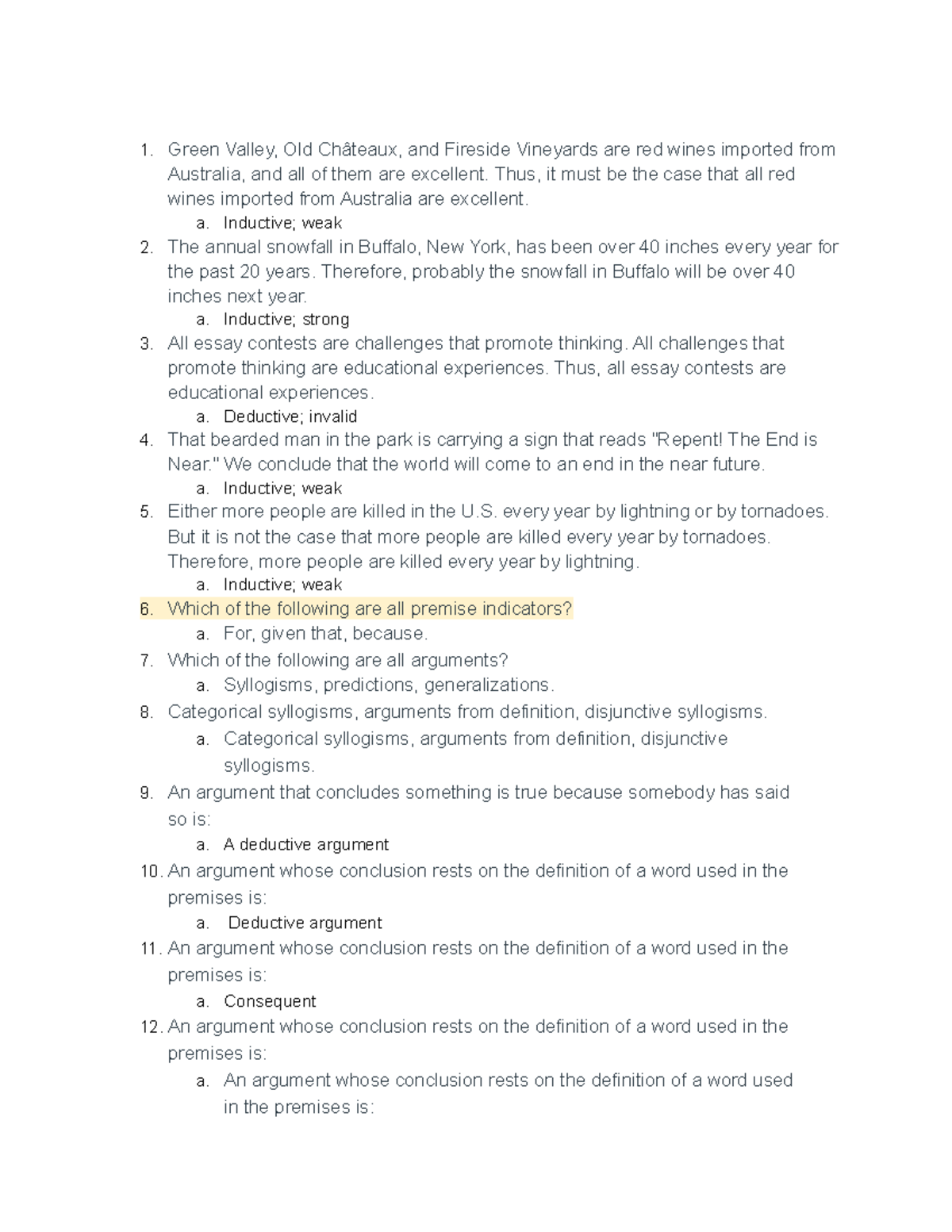 Logic Unit 1 Exam Part 2: Analyzing Arguments and Evaluations - Studocu
