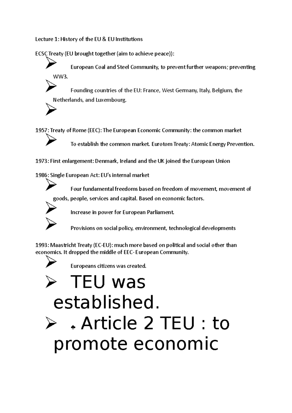 EU Law Lecture 1: History and Institutions of the European Union - Studocu