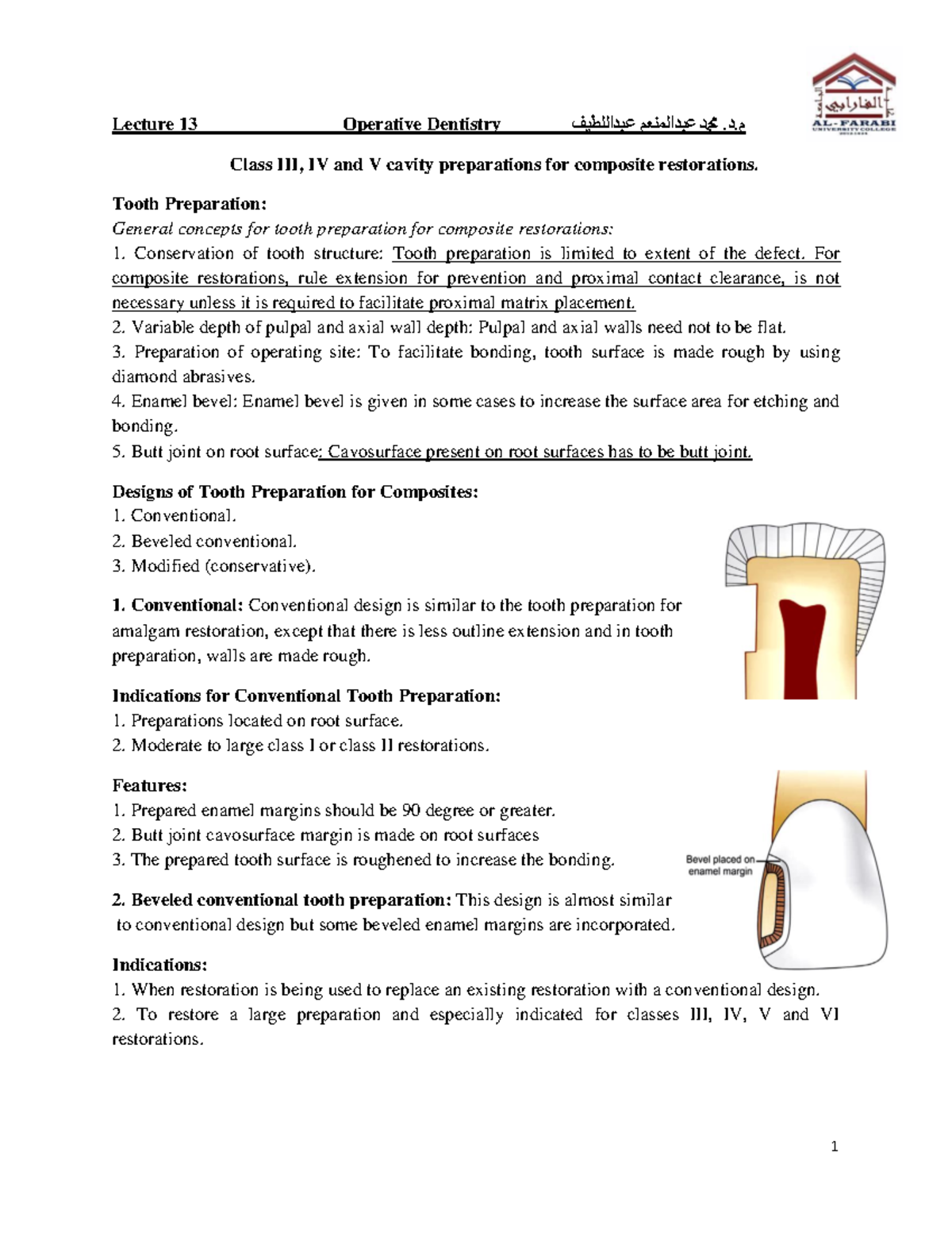 Operative Dentistry Lec 13: Cavity Prep for Composites (Classes III-V ...