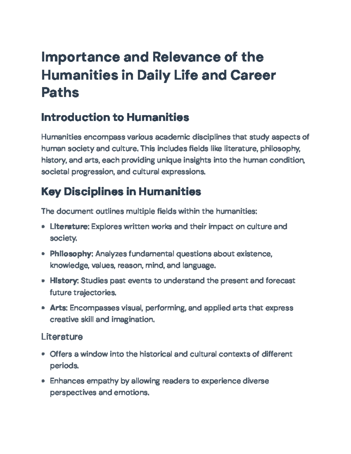 Importance and Relevance of Humanities in Daily Life and Careers ...