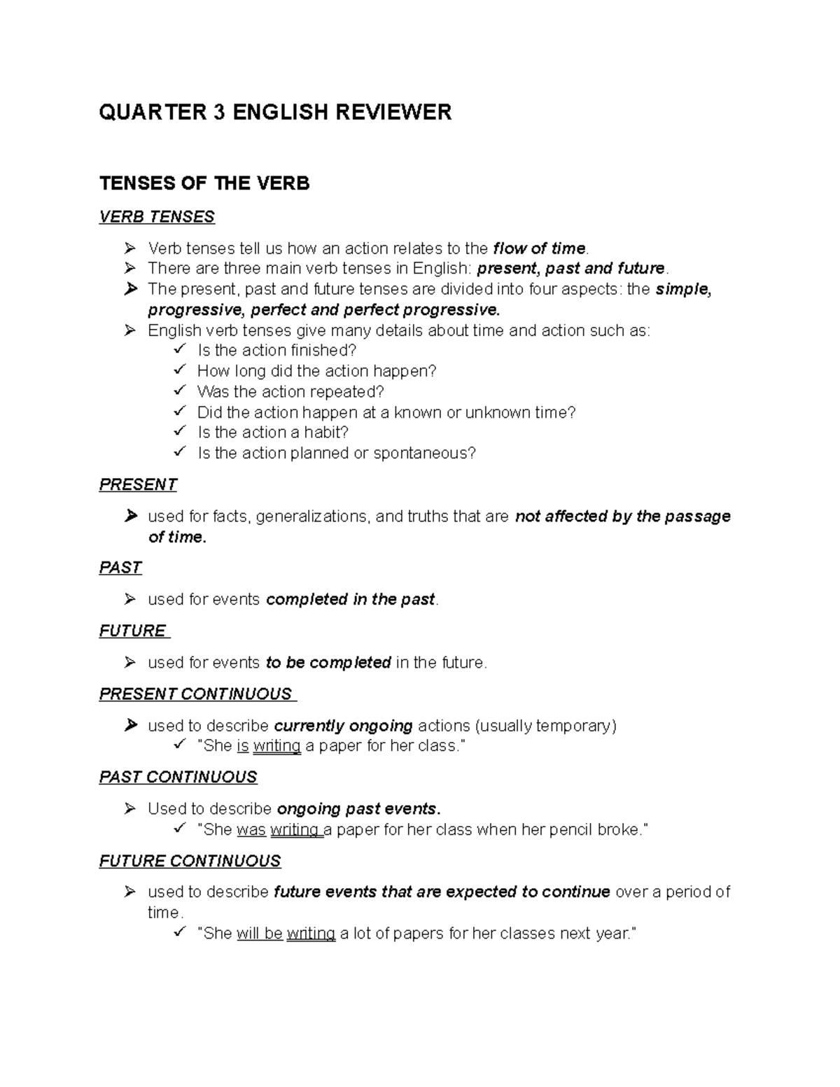 Q3 English Reviewer: Tenses, Argumentative Essay & Informative Writing ...