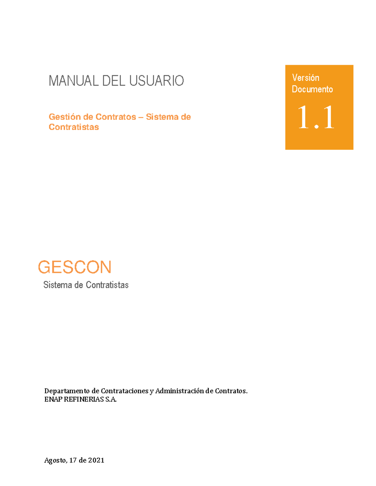 Manual de Usuario GESCON: Sistema de Contratistas - Versión 07/08/2021 ...