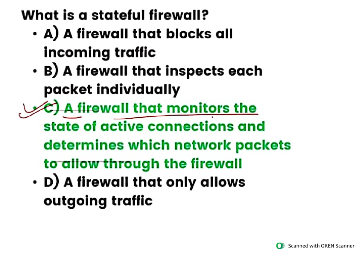All ms office and clod questions - What is a stateful firewall? A) A ...