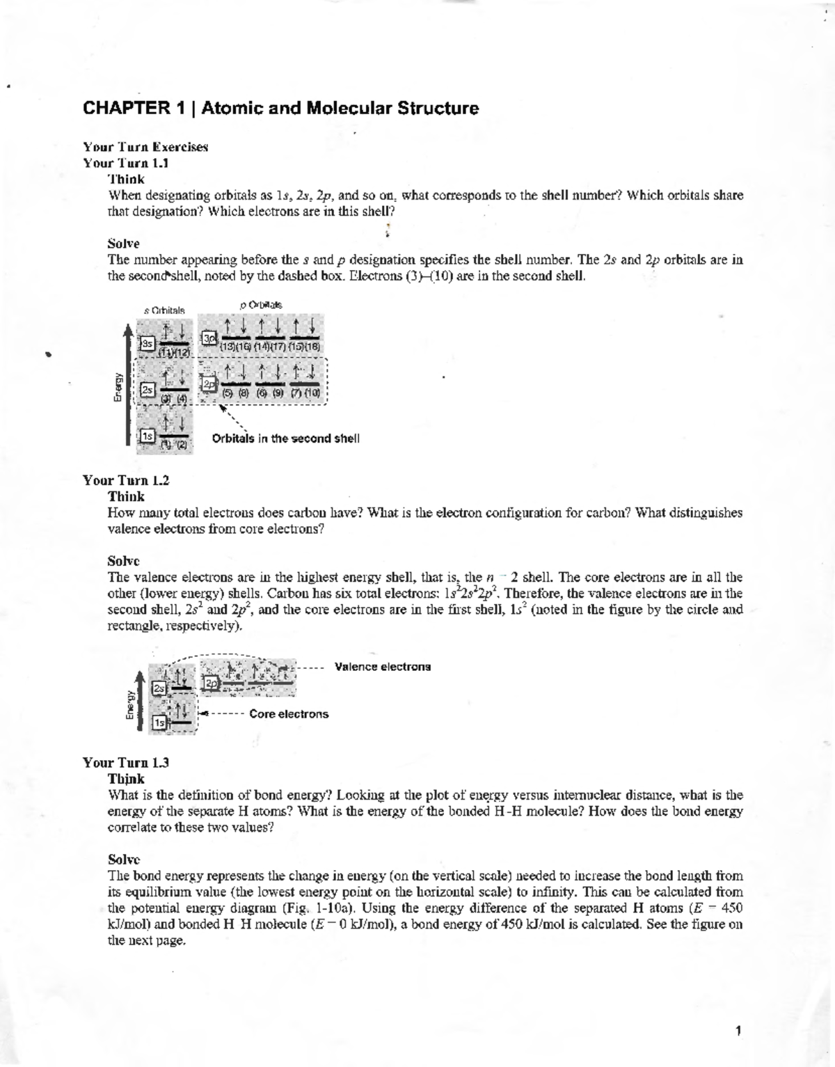 Chapter 1: Atomic and Molecular Structure Overview and Exercises - Studocu