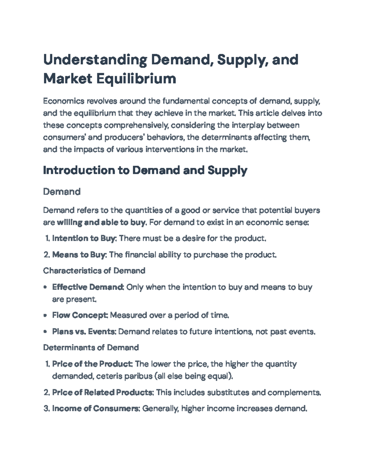 Market Equilibrium: Demand, Supply, and Elasticity Analysis ...