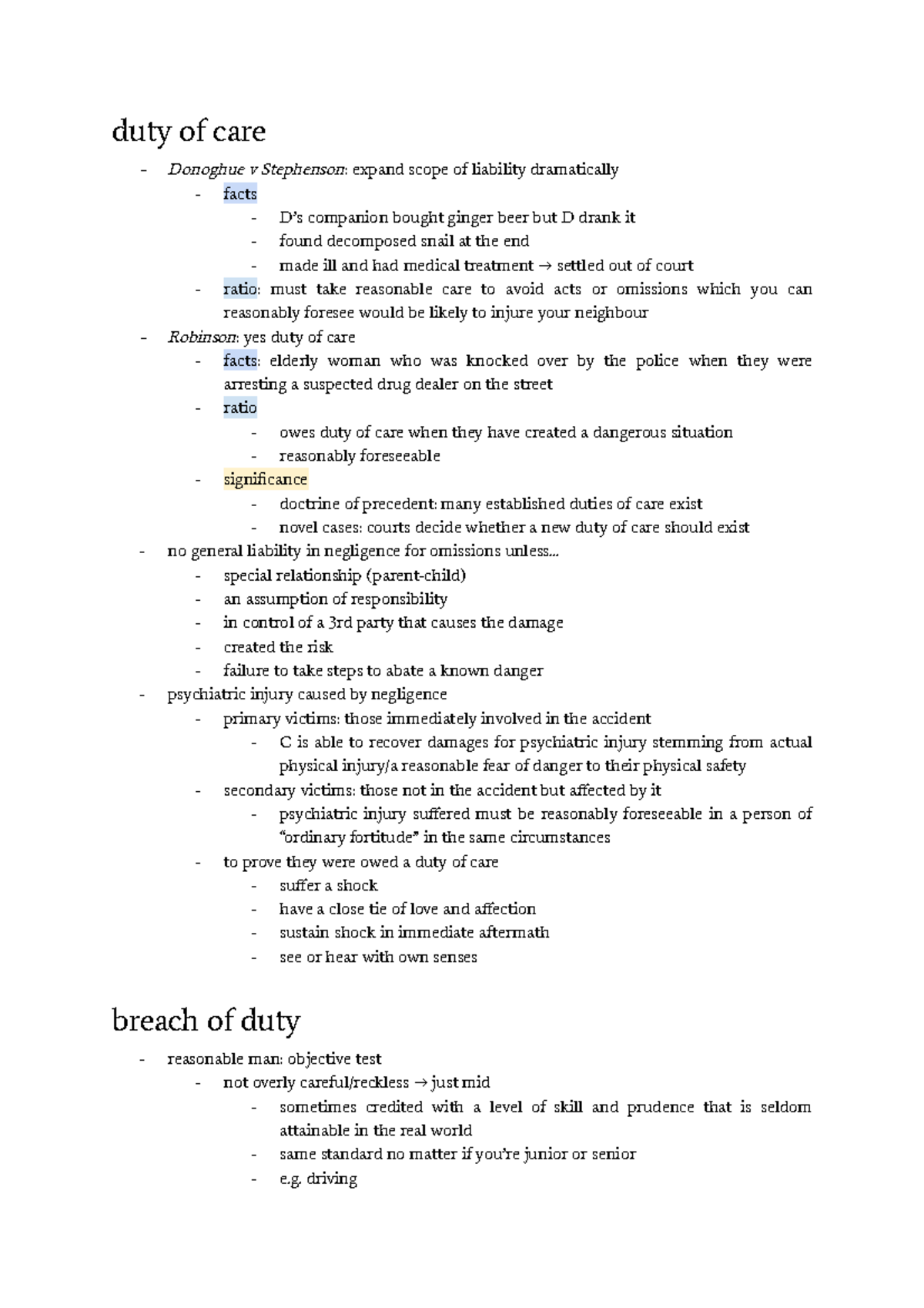 Tort of Negligence: Key Principles & Cases Analysis - Studocu