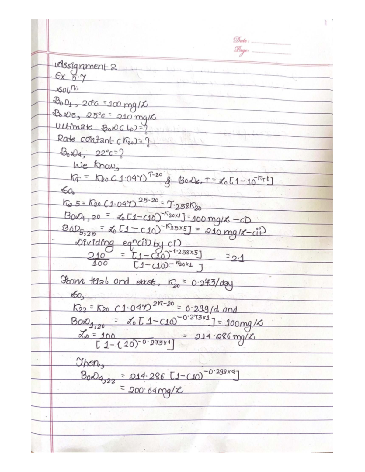 Assignment 2: BOD Test Solutions and Calculations (BoD1, 210) - Studocu