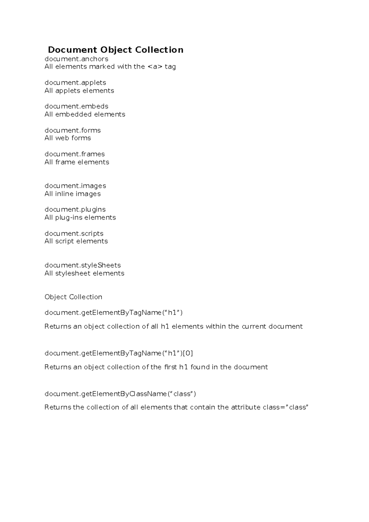 JavaScript - Object Collection & Methods Overview (Past Paper) - Studocu