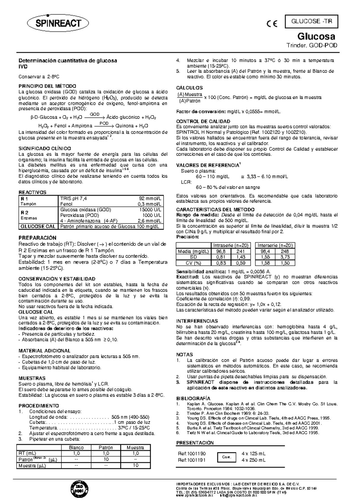 Determinación Cuantitativa de Glucosa - IVD Método Trinder GOD-POD ...