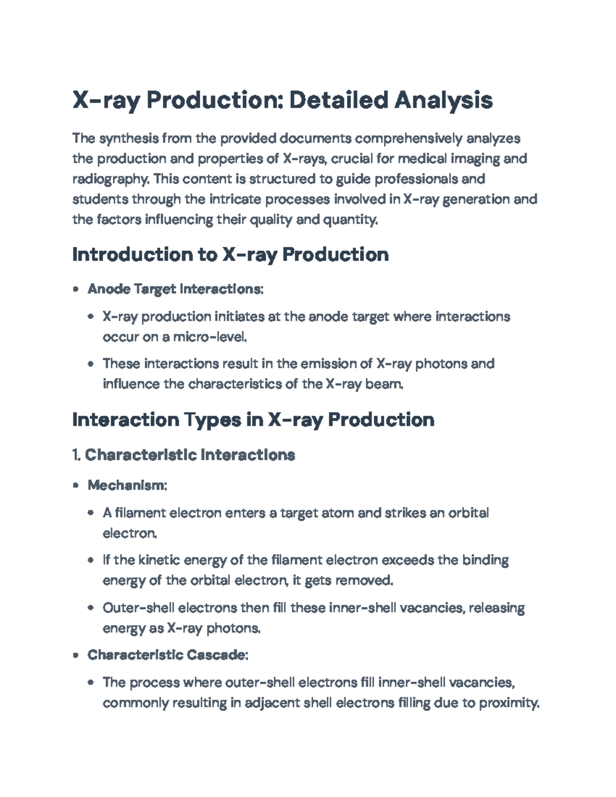 X-ray Production Mechanisms and Properties: An In-depth Analysis - X ...