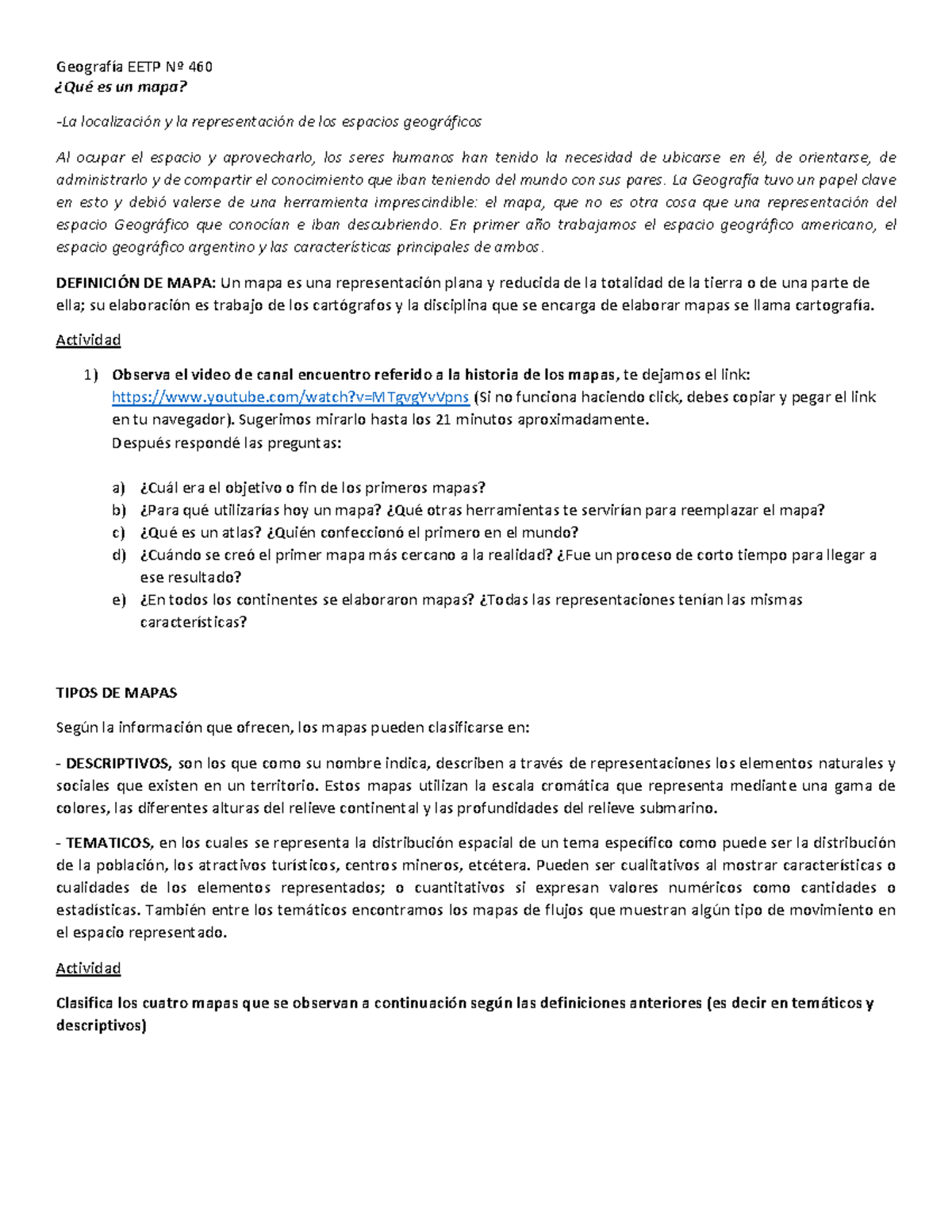 Geografía EETP Nº 460: Mapas y Representación del Espacio Geográfico ...