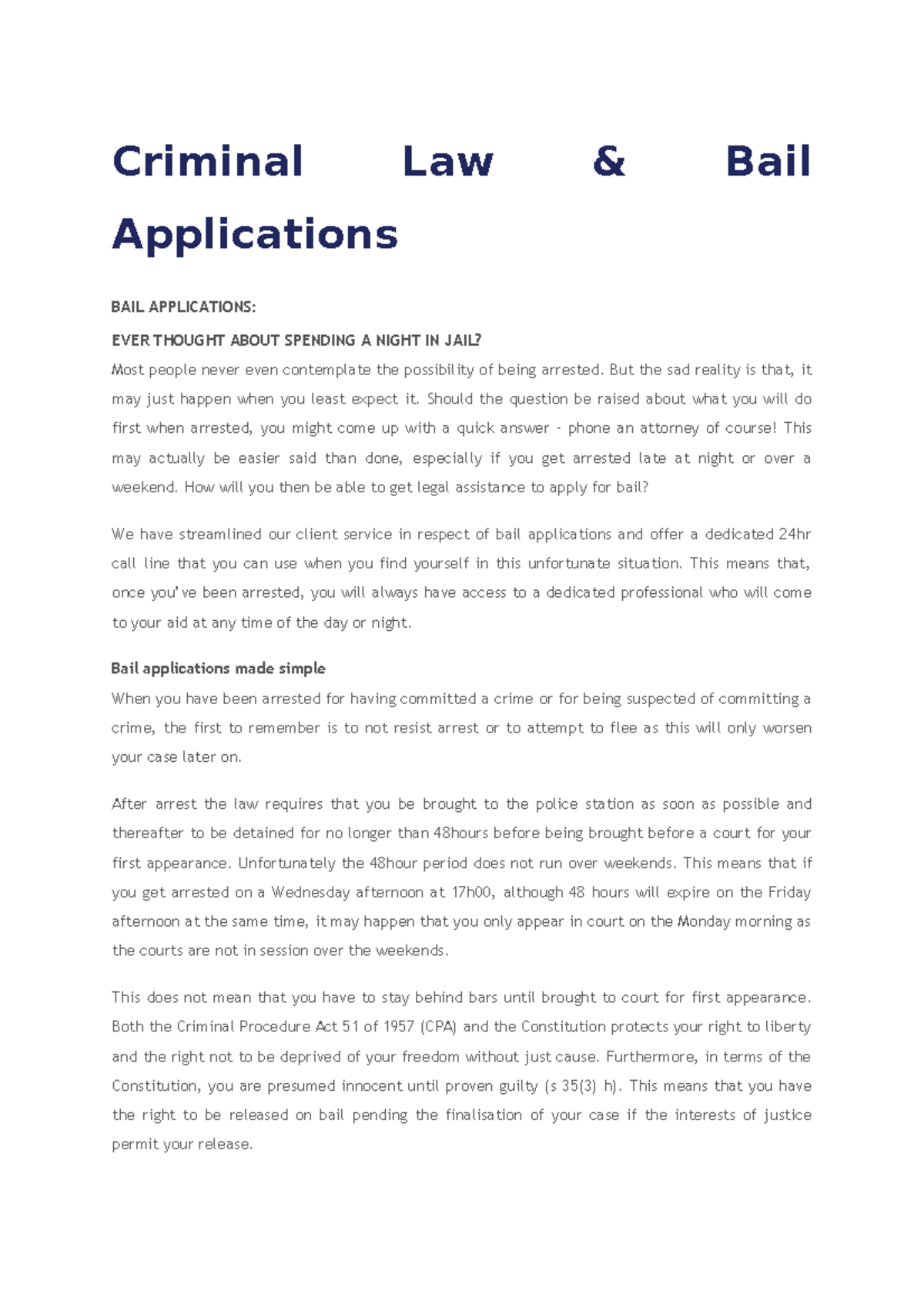 BAIL Applications - bail application procedures - Criminal Law & Bail ...