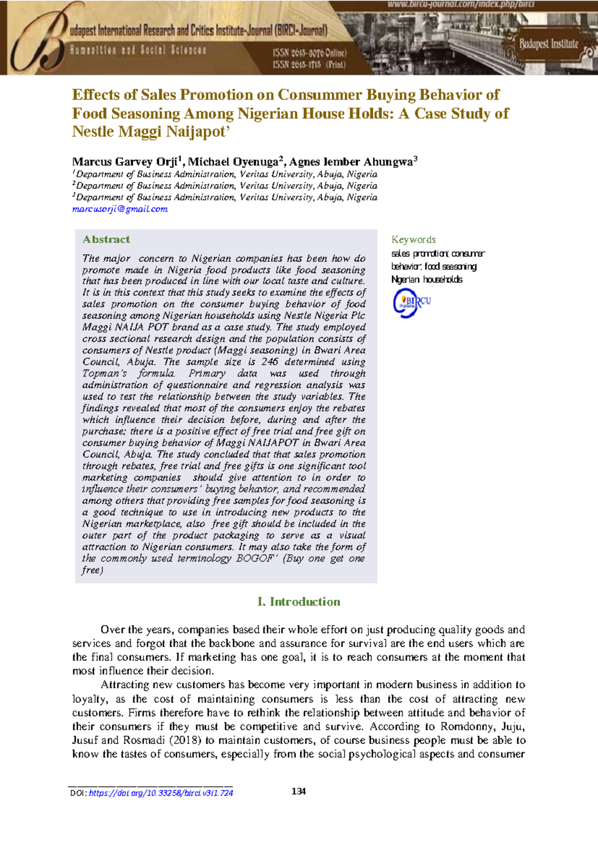Effects of Sales Promotion on Consumer Buying Behavior of Maggi NAIJA ...