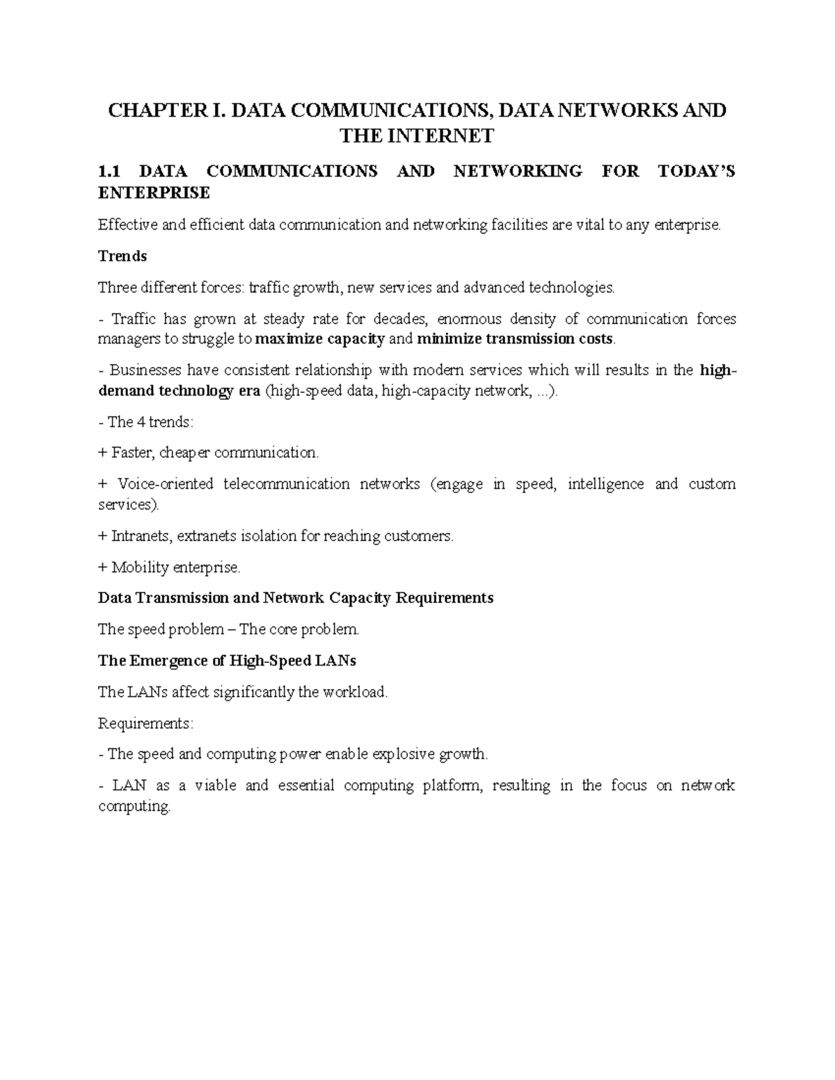 Data Trans Revision - Chapter on Data Communications & Networking - Studocu