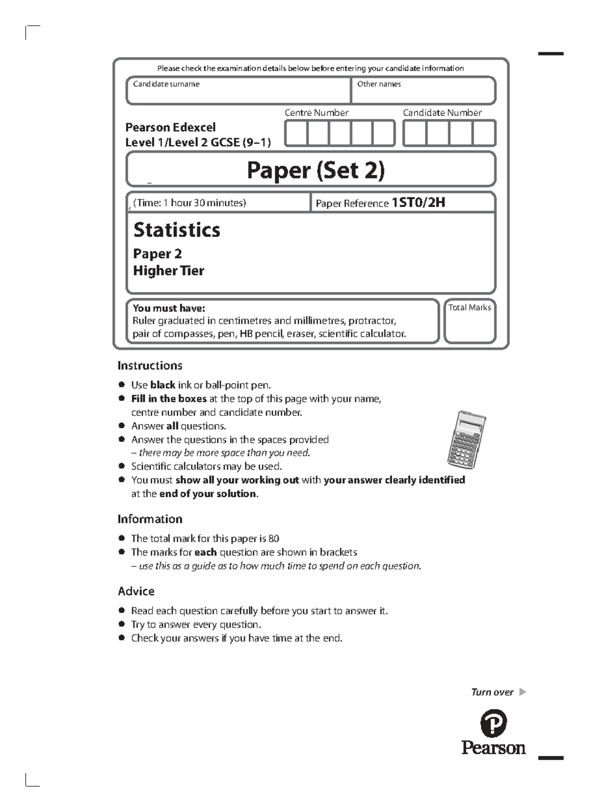 Stats Hwk 1 Paper 2 Higher Tier Examination Details - Studocu