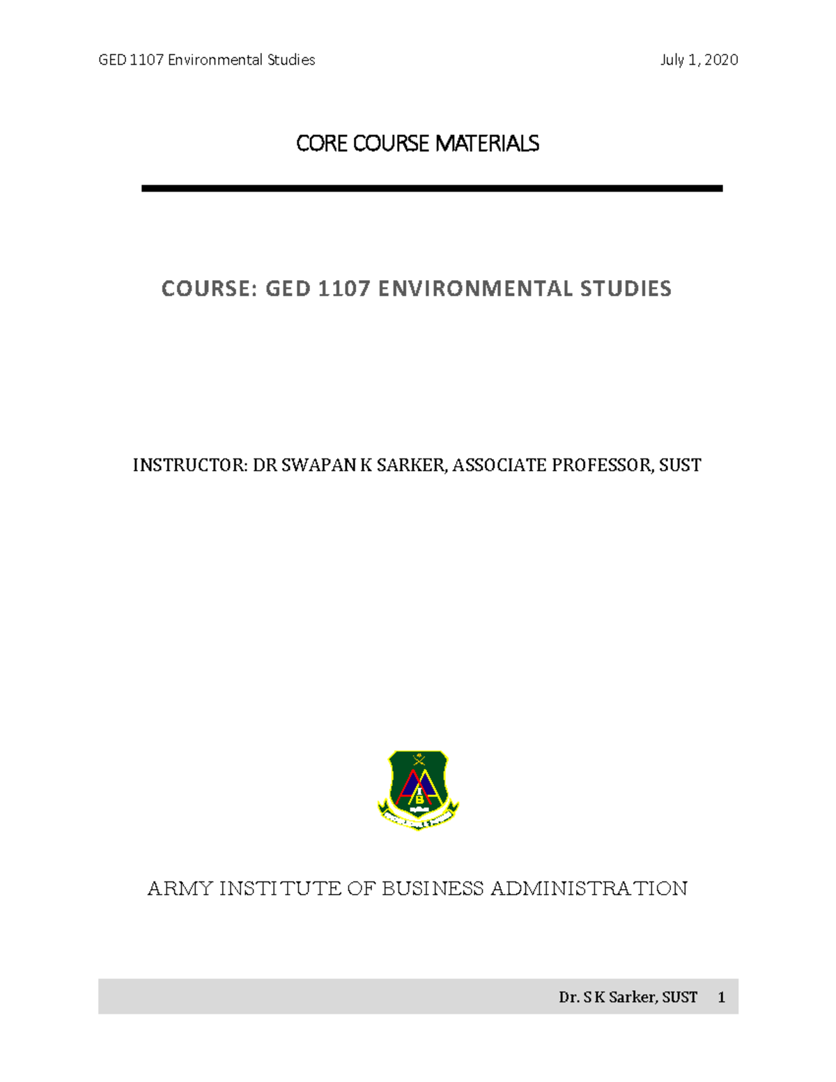 Detail Lecture Notes - I want the solution - CORE COURSE MATERIALS ...