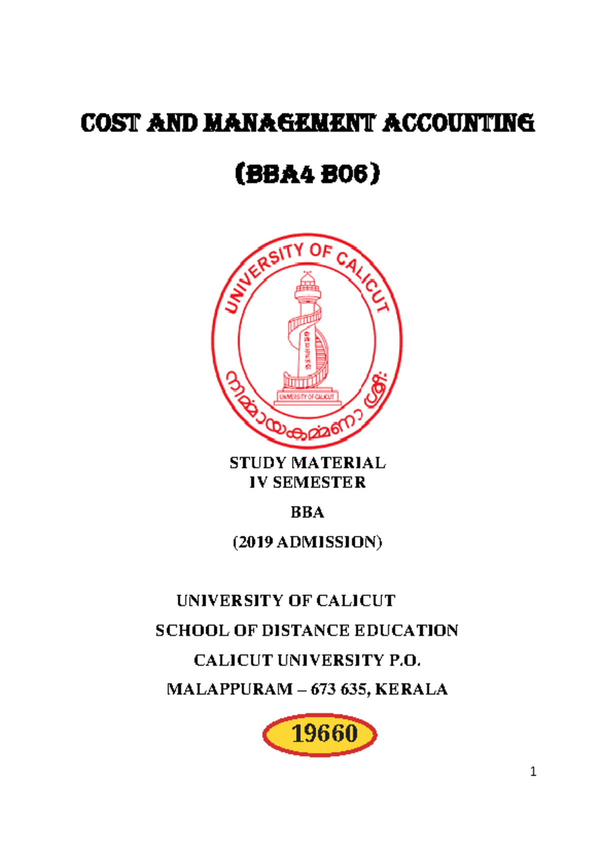 BBA 4 B06 Cost and Management Accounting Study Material - Studocu