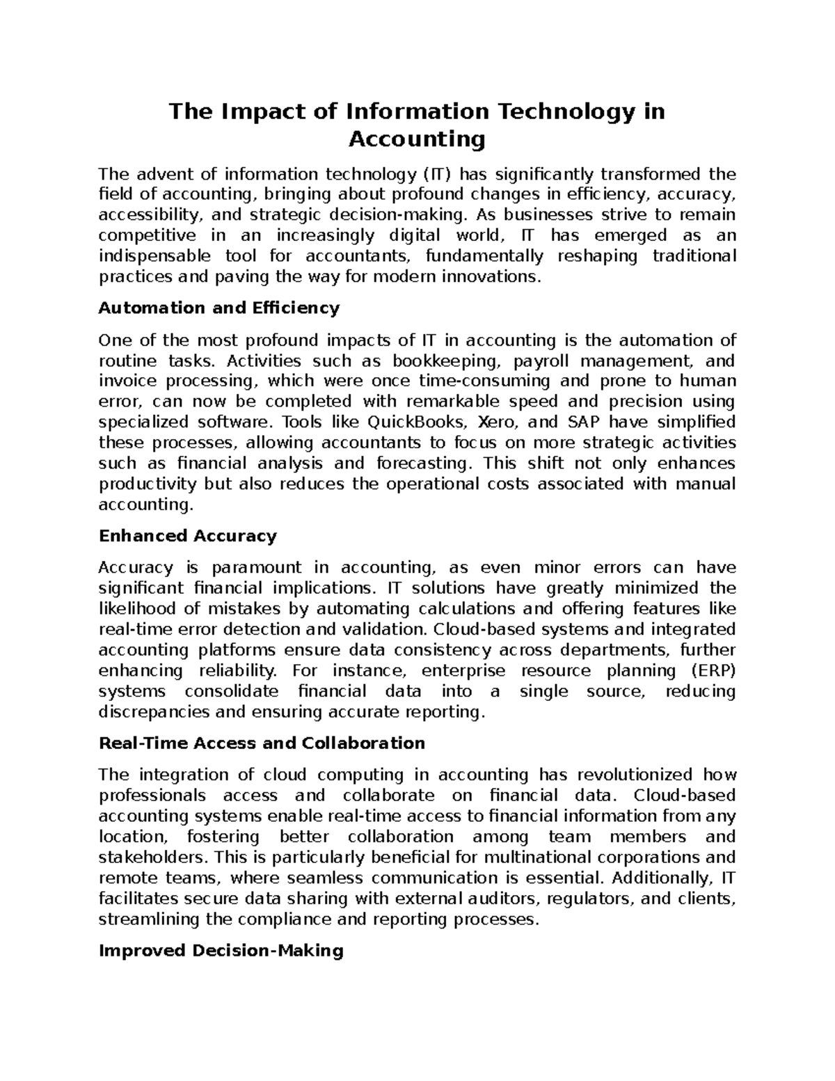 The Impact of Information Technology in Accounting - The Impact of ...