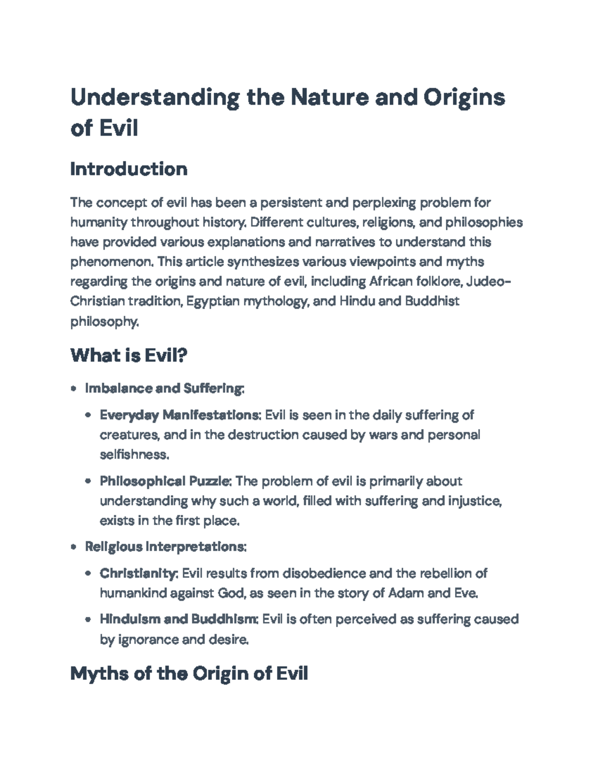 Understanding Evil: Myths, Origins, and Religious Perspectives ...