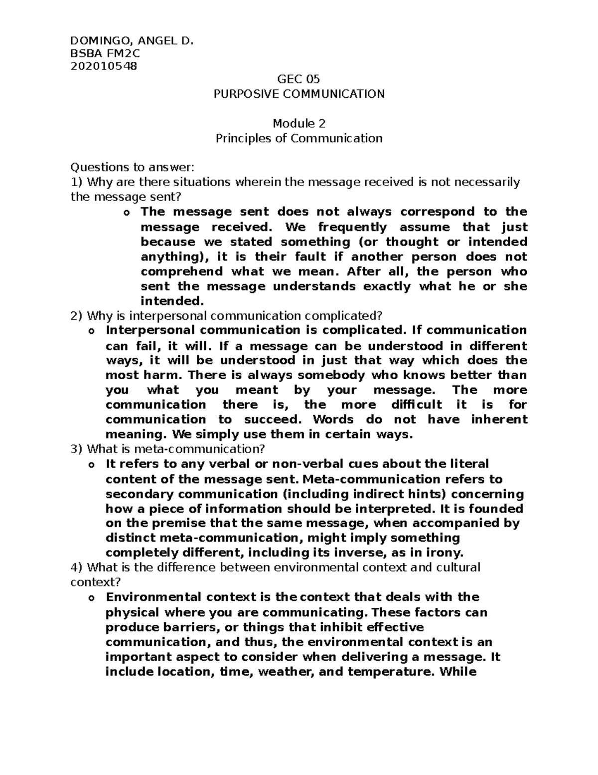 GEC 05 Module 2. Principles Of Communication - DOMINGO, ANGEL D. BSBA ...
