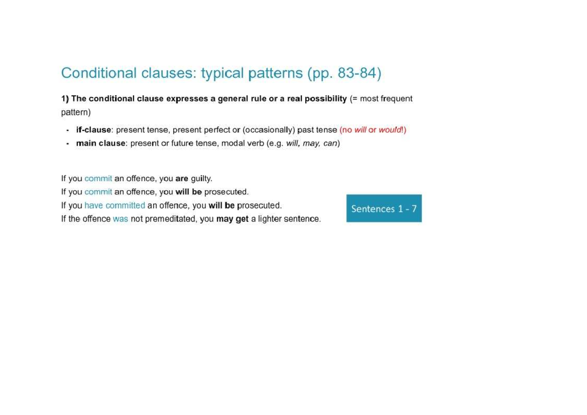 A - Conditional Clauses: Typical Patterns and Usage - Studocu