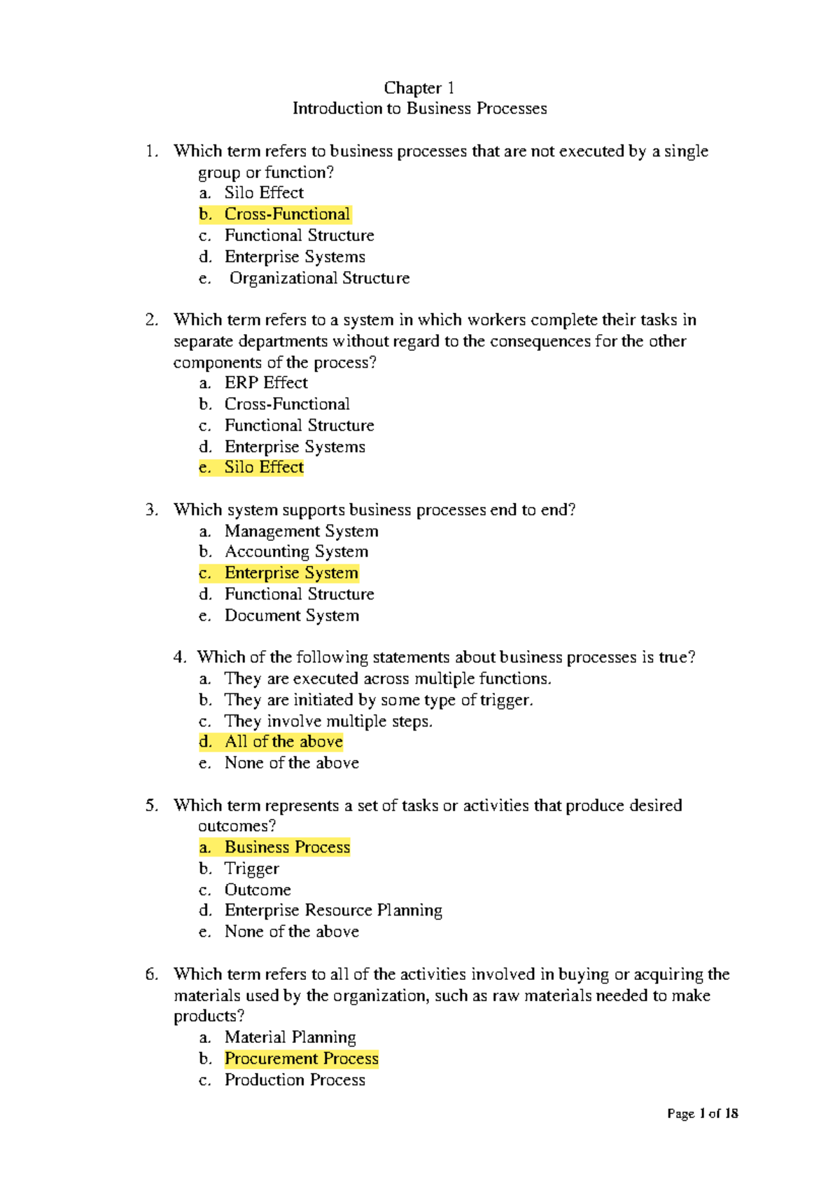 BIS 101 Final Exam Study Guide: Business Processes Overview - Studocu