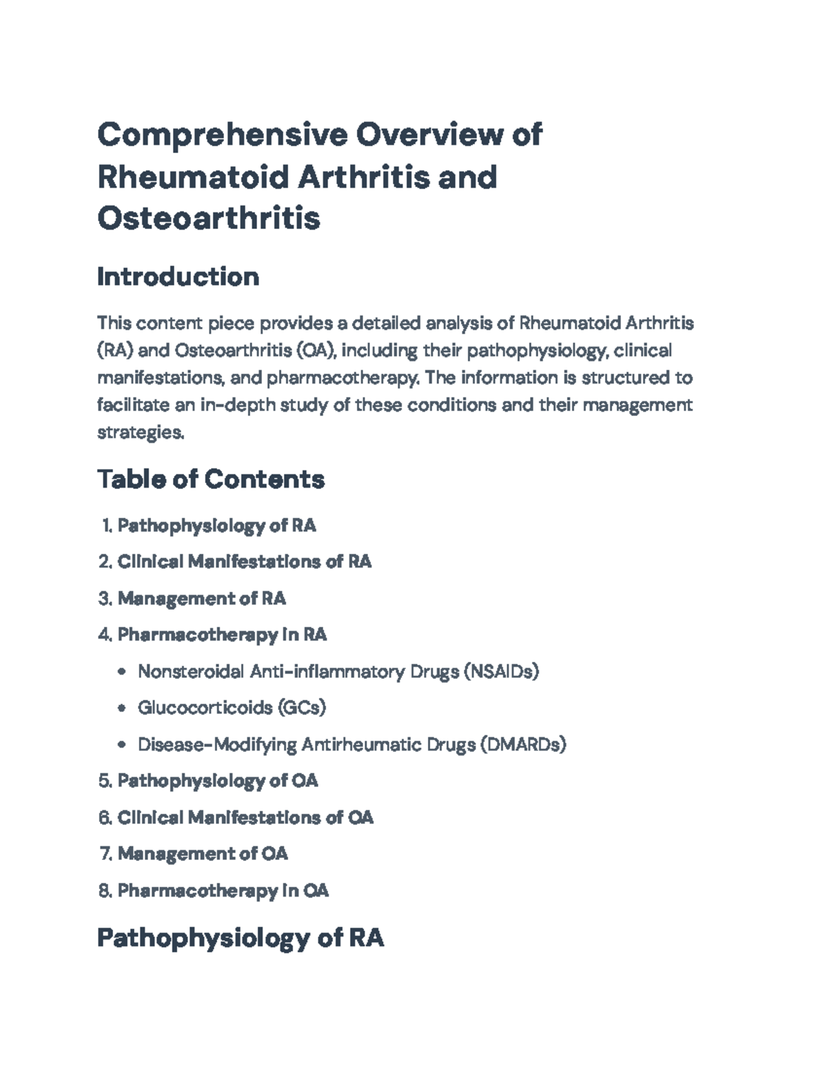 Comprehensive Analysis of Rheumatoid Arthritis and Osteoarthritis ...