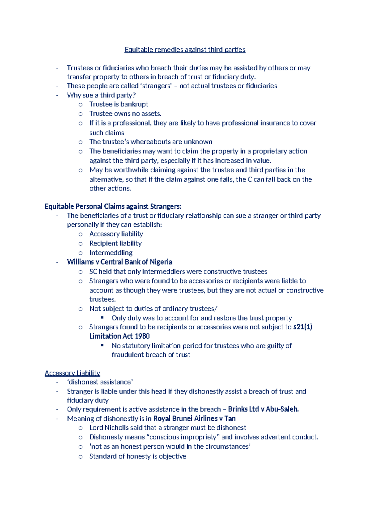 Equitable Remedies Against Third Parties: Understanding Liability and ...