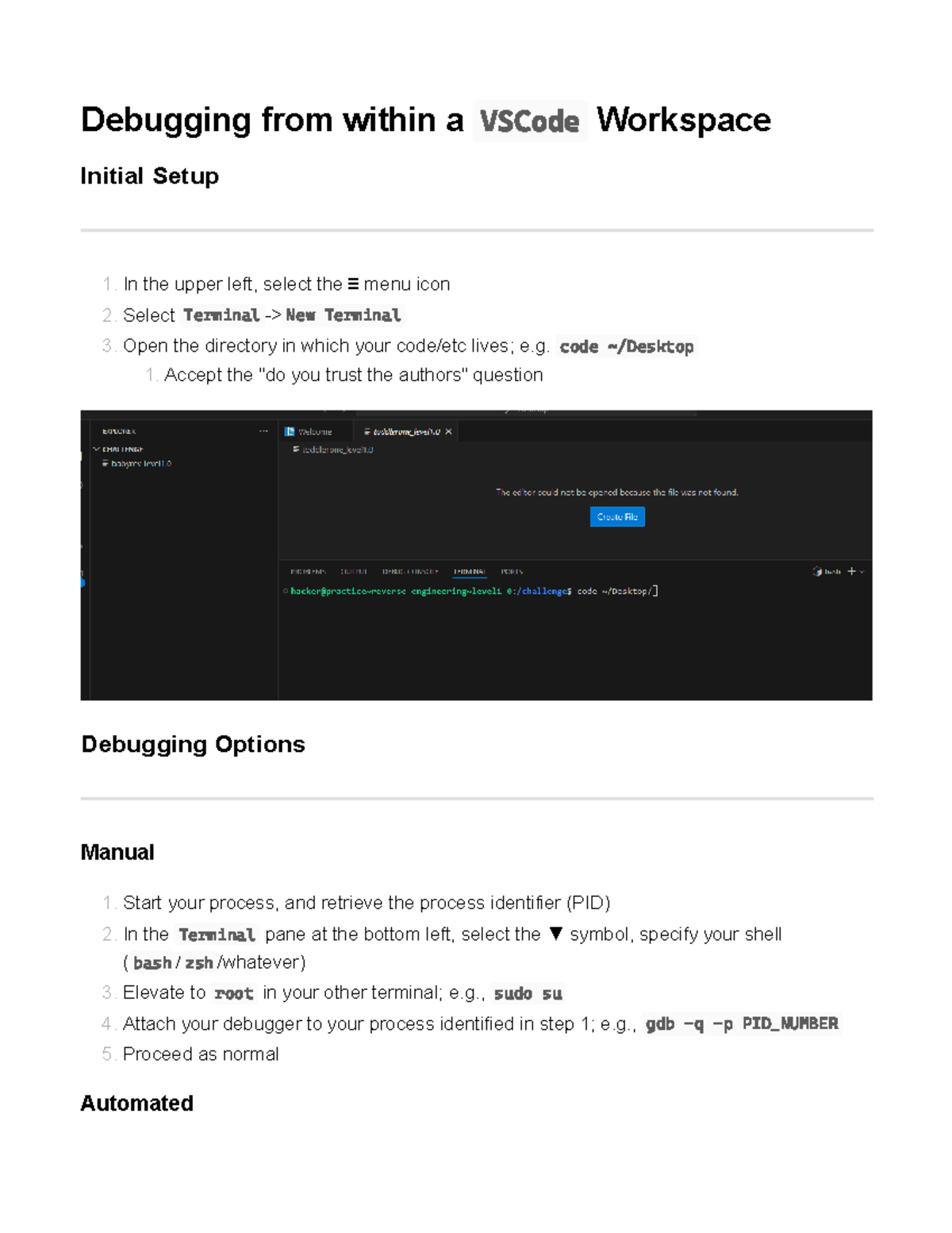 GDB Debugging from within a Workspace - Debugging from within a VSCode ...