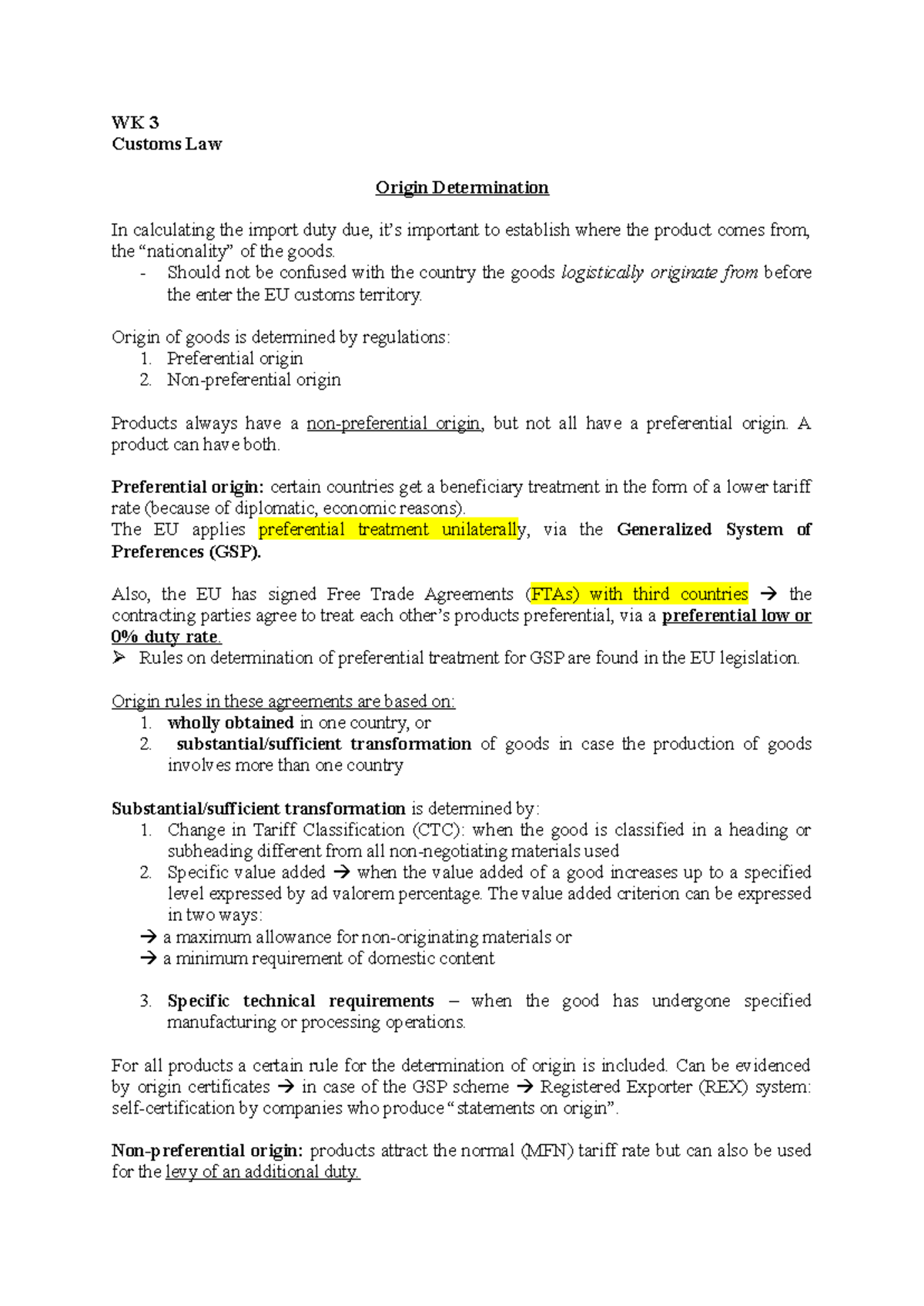 WK 3 Customs Law: Origin Determination Overview and Implications ...