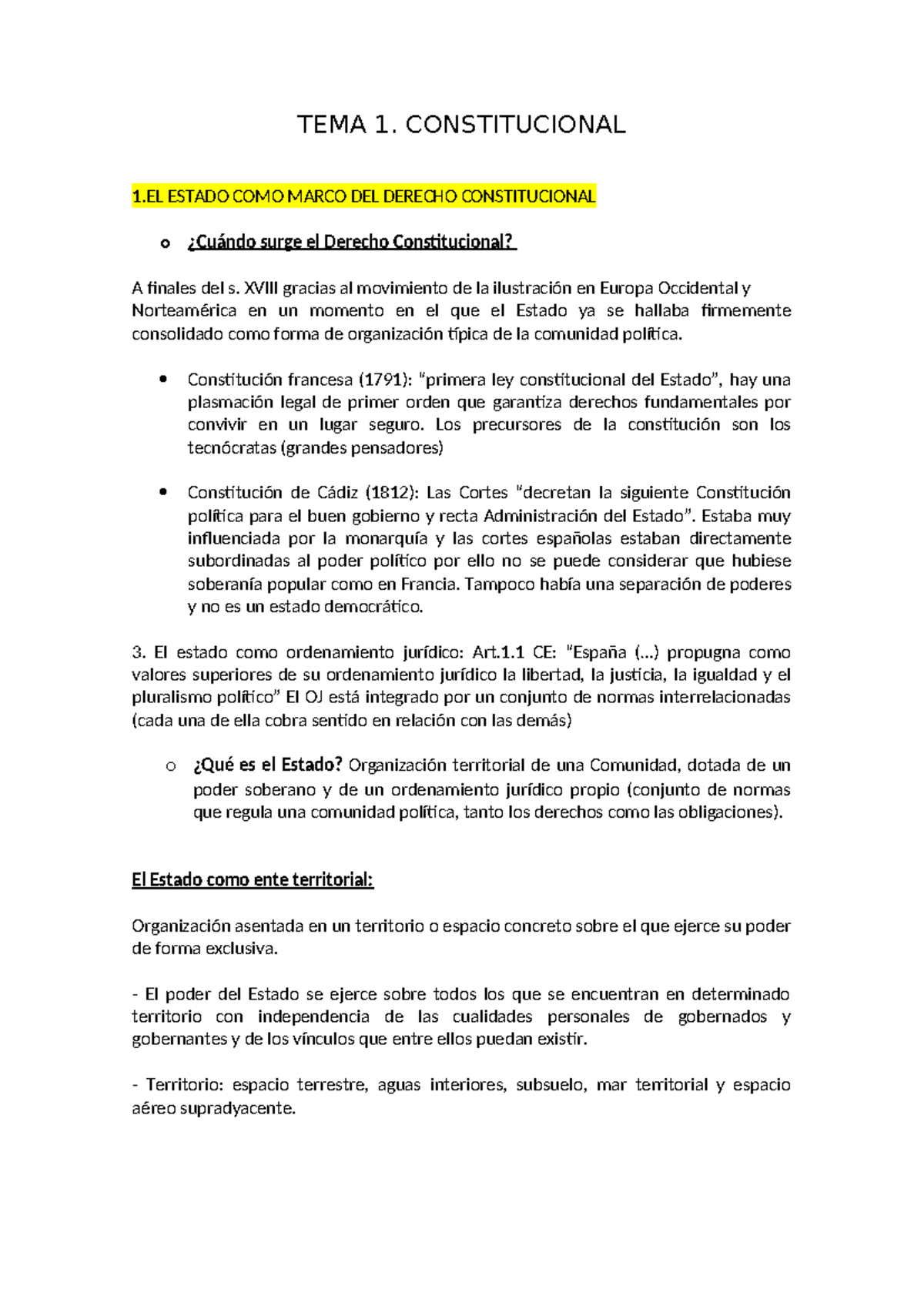 TEMA 1: EL ESTADO Y EL DERECHO CONSTITUCIONAL - ANÁLISIS Y EVOLUCIÓN ...