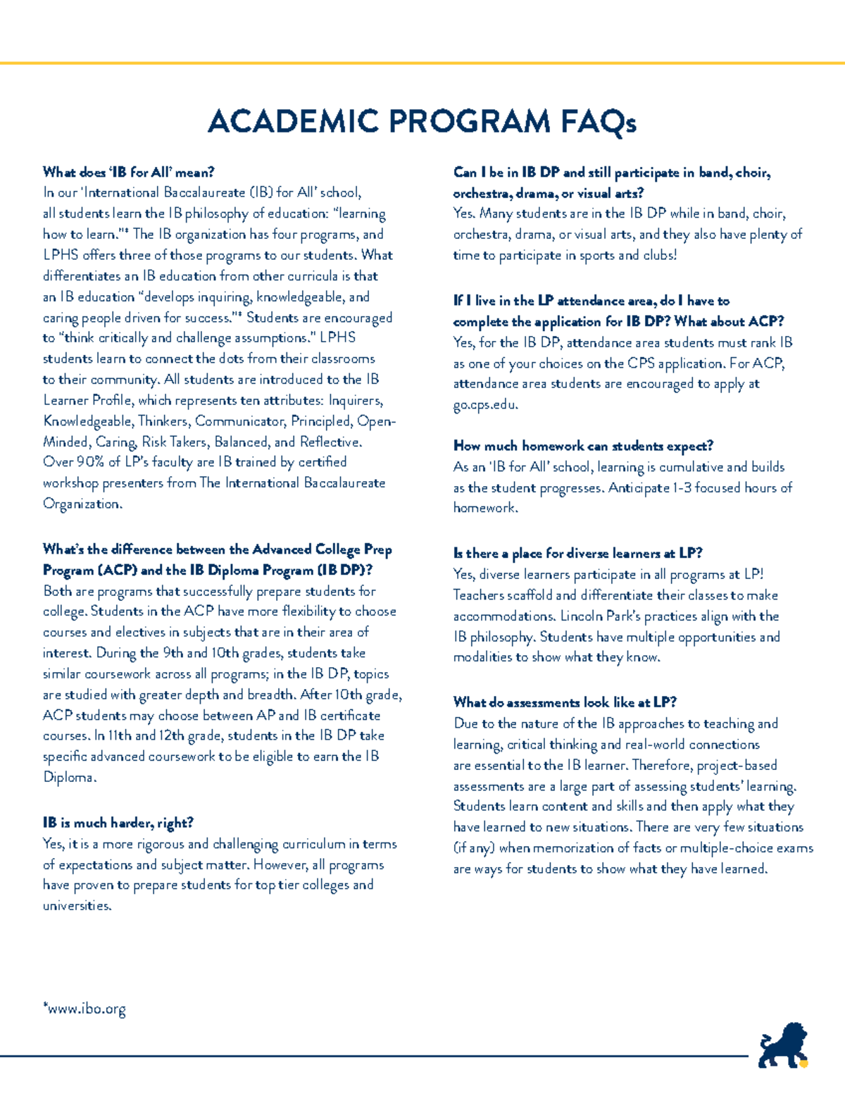 Academic Programs FAQ - Oct24 - ACADEMIC PROGRAM FAQs What does ‘IB for ...