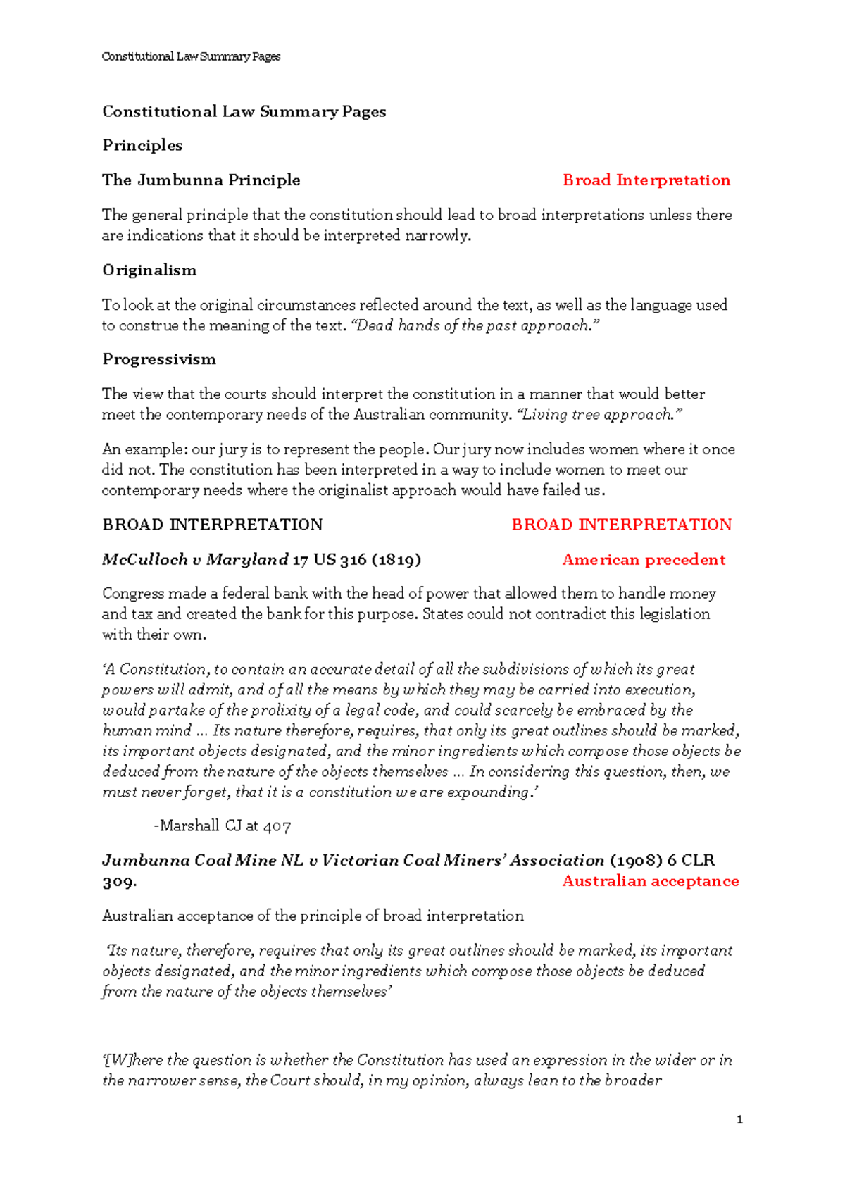 Constitutional Law Overview: Key Principles & Case Summaries (LAW101 ...