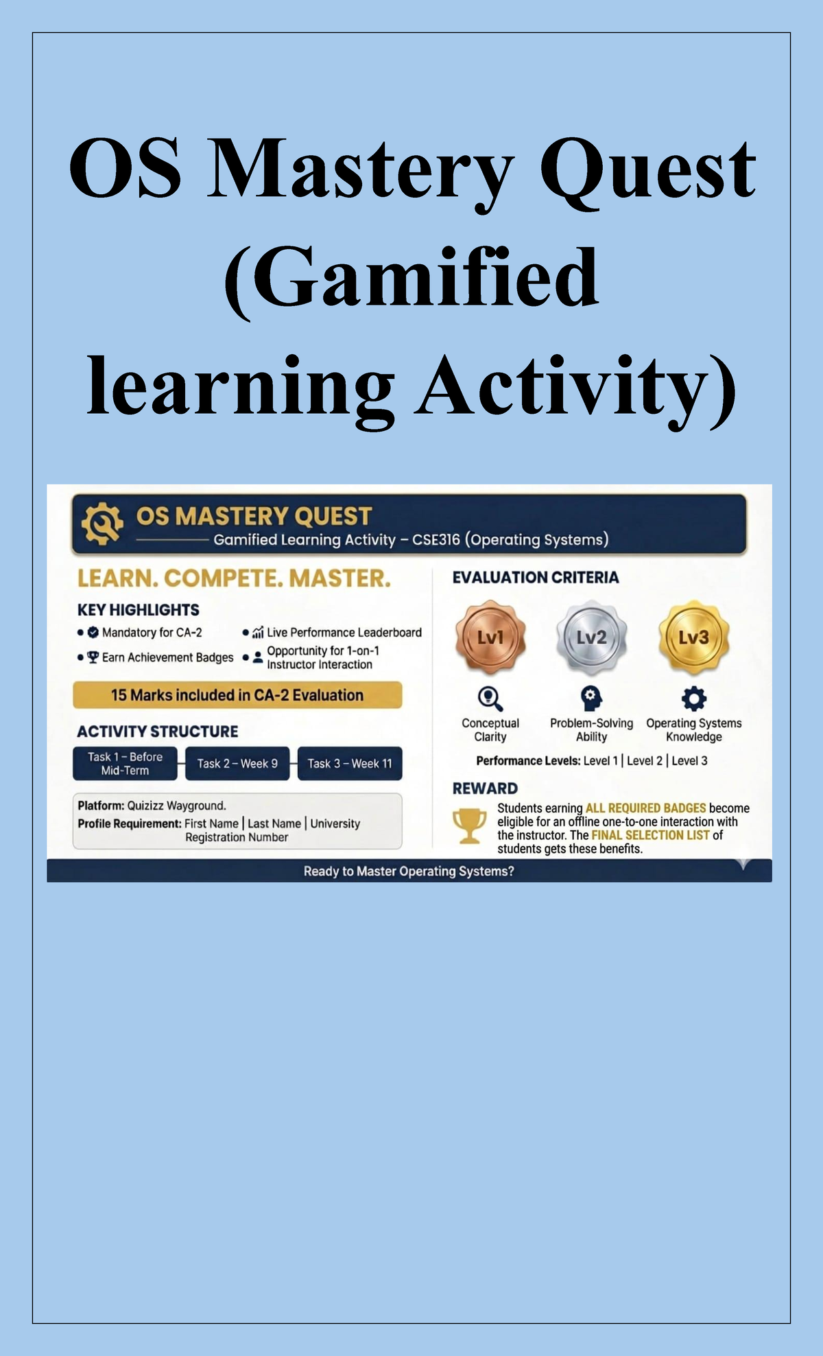 Final Gamified Learning Activity for CSE-316: OS Mastery Quest - Studocu
