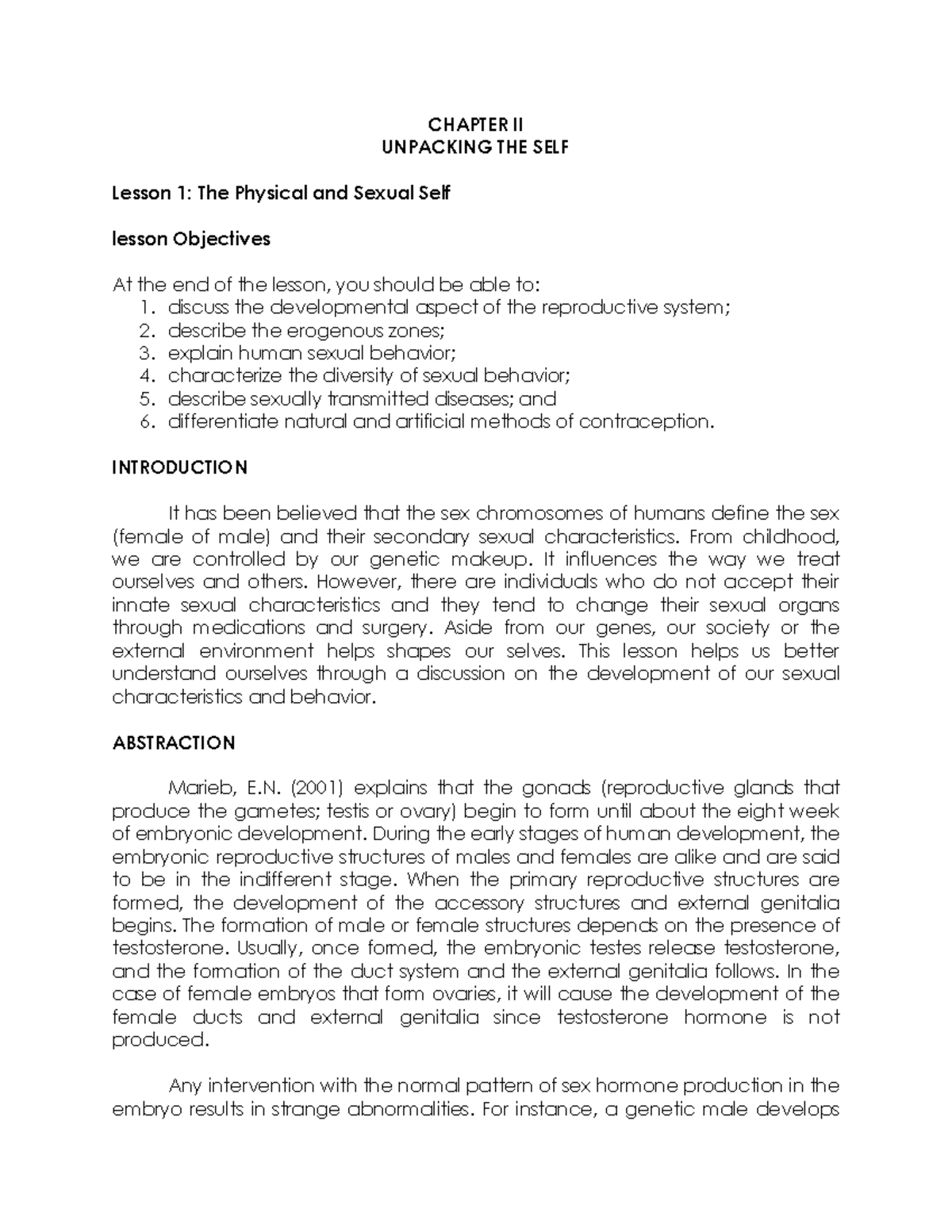 6 Chapter II lesson 1 The Physical and Sexual Self - CHAPTER II ...